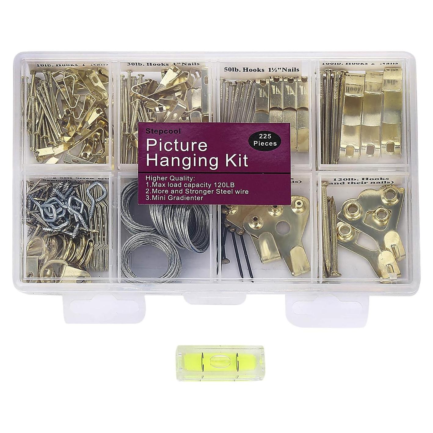 Kit de Ganchos para Cuadros Stepcool 225 Piezas Alta Resistencia