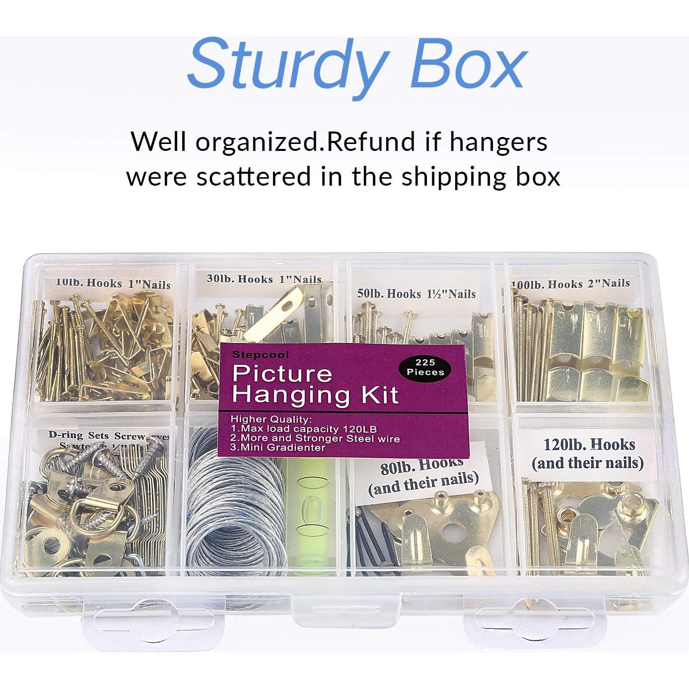 Kit de Ganchos para Cuadros Stepcool 225 Piezas Alta Resistencia