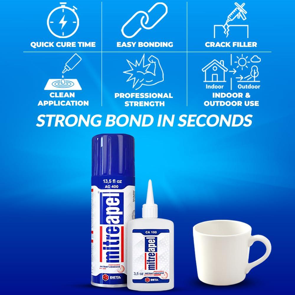 Adhesivo Cianoacrilato Profesional Mitreapel 2x48ml y Activador