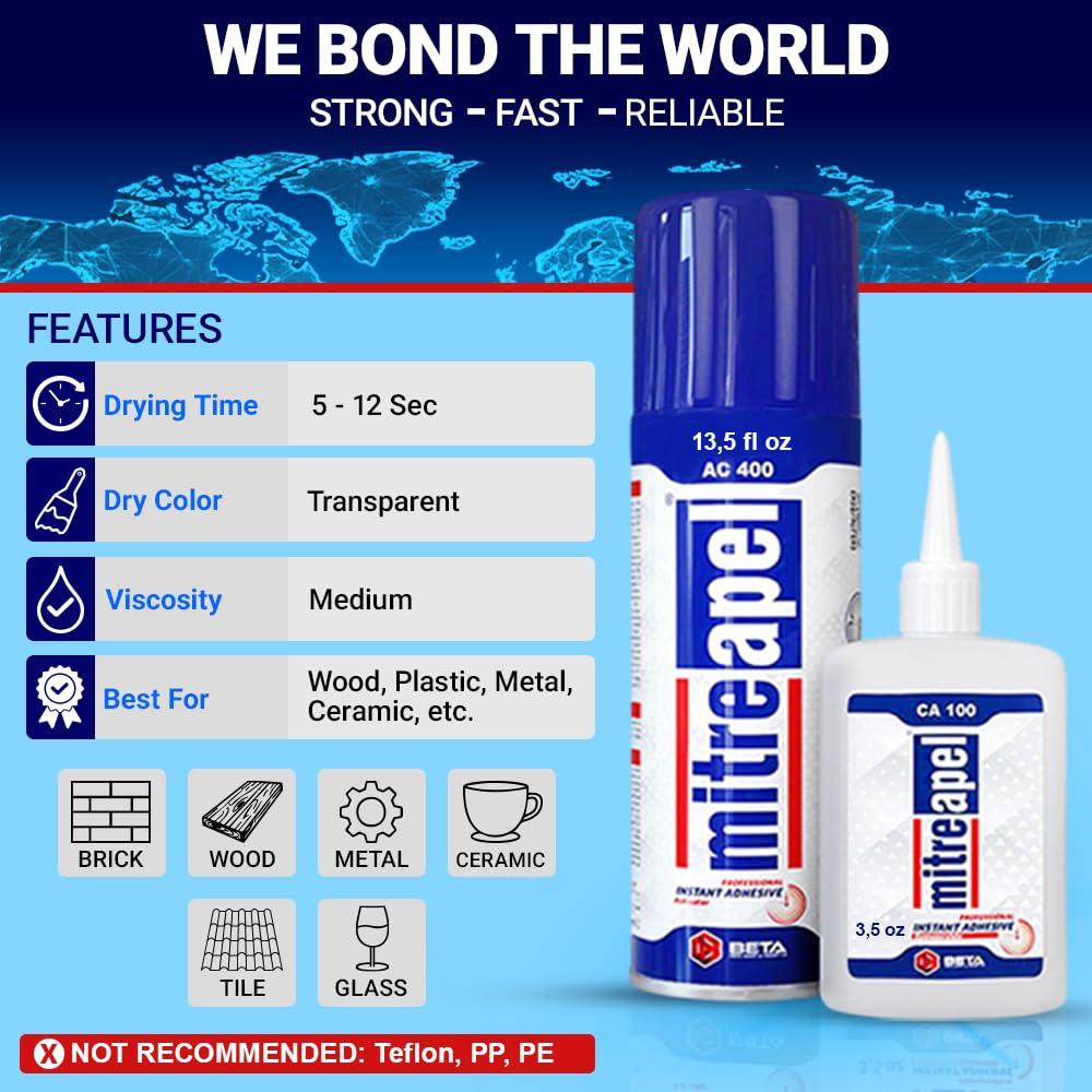 Adhesivo Cianoacrilato Profesional Mitreapel 2x48ml y Activador