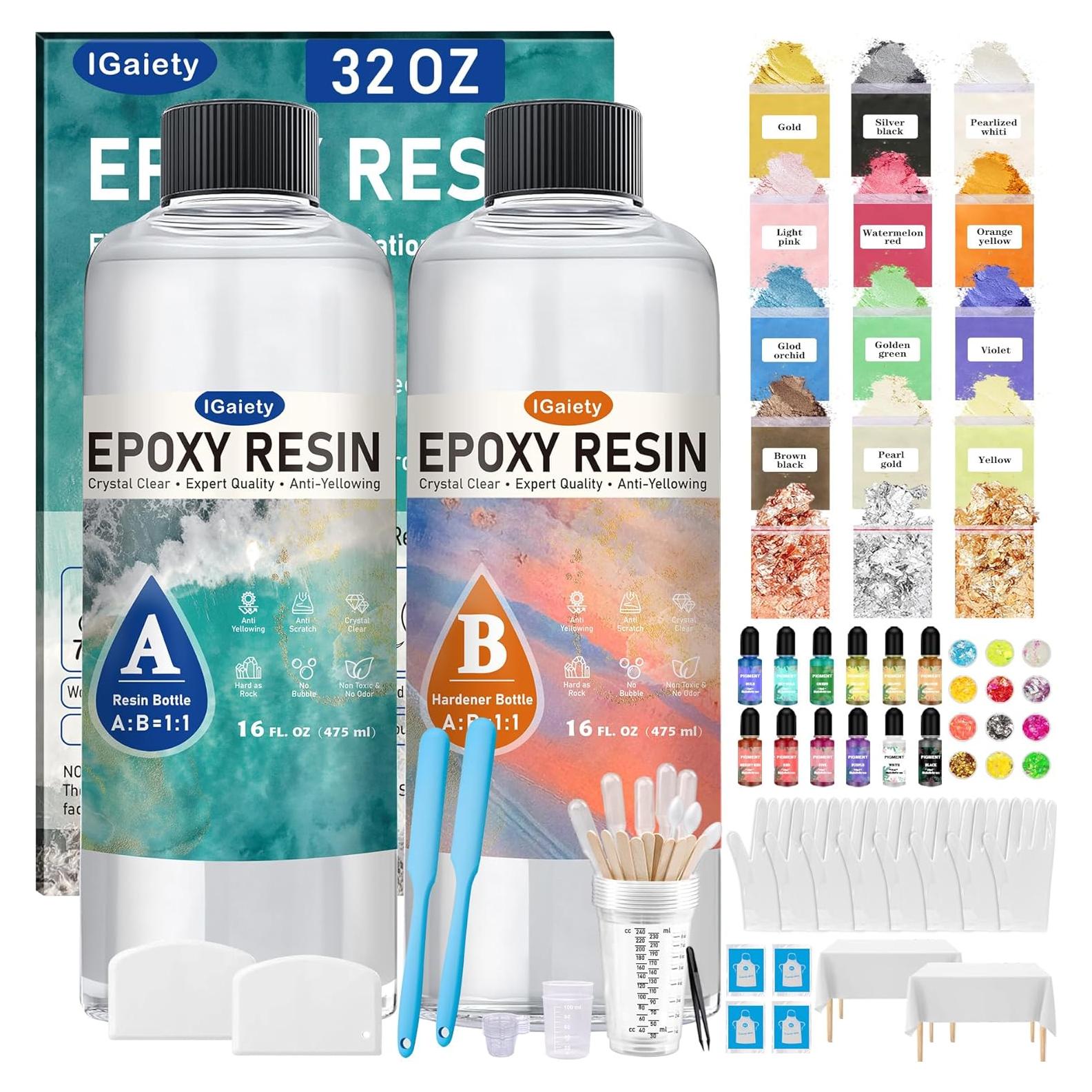 Kit de Resina Epóxica IGaiety 32 OZ Cristalina Autonivelante