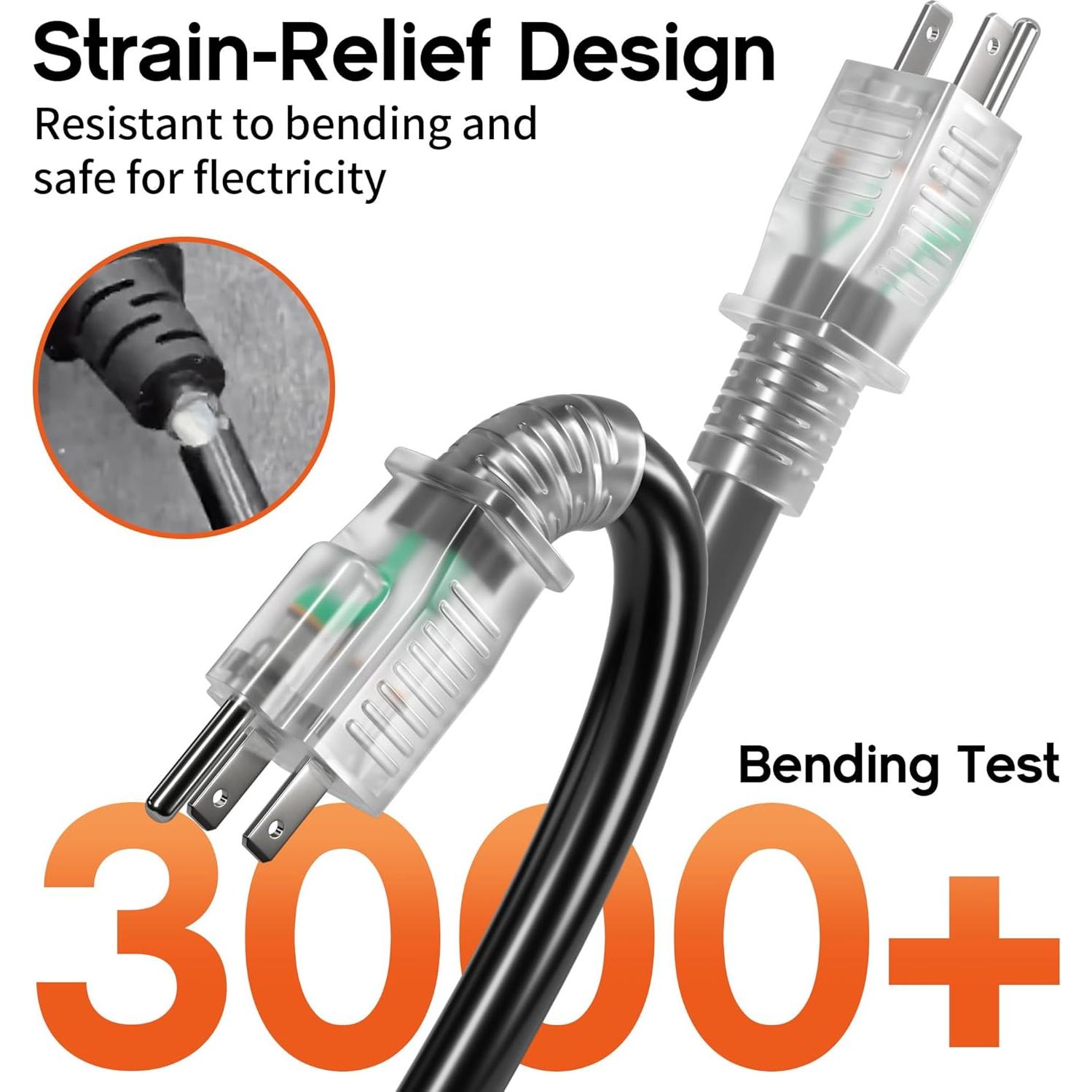 Cable de Extensión Exterior 12 Gauge 50FT Deeklify Resistente al Agua