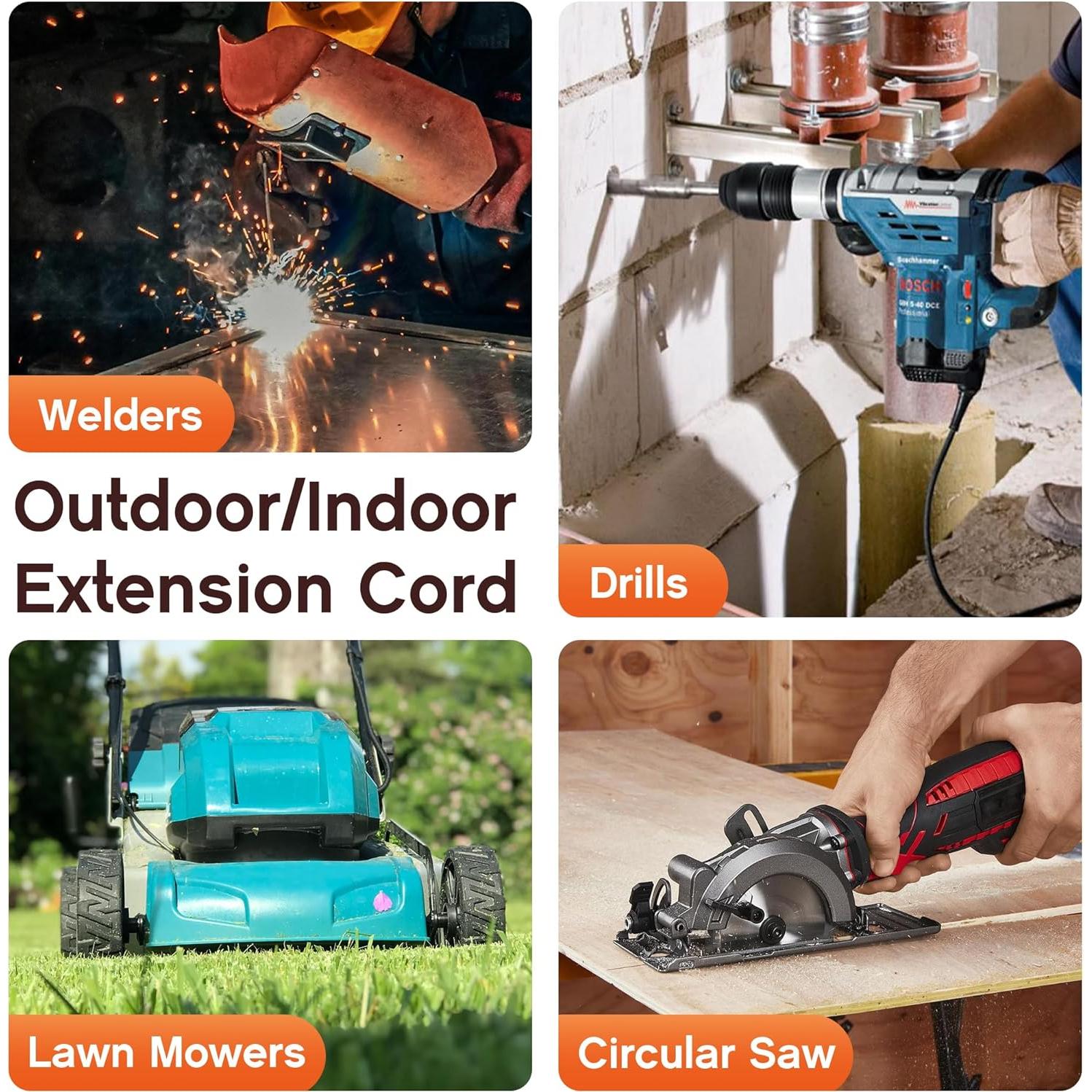 Cable de Extensión Exterior 12 Gauge 50FT Deeklify Resistente al Agua