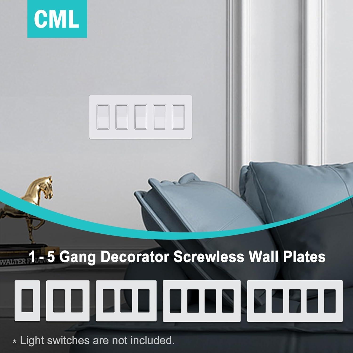 Placas de Pared Sin Tornillos CML 8 Unidades Blanco 7.39x11.88cm