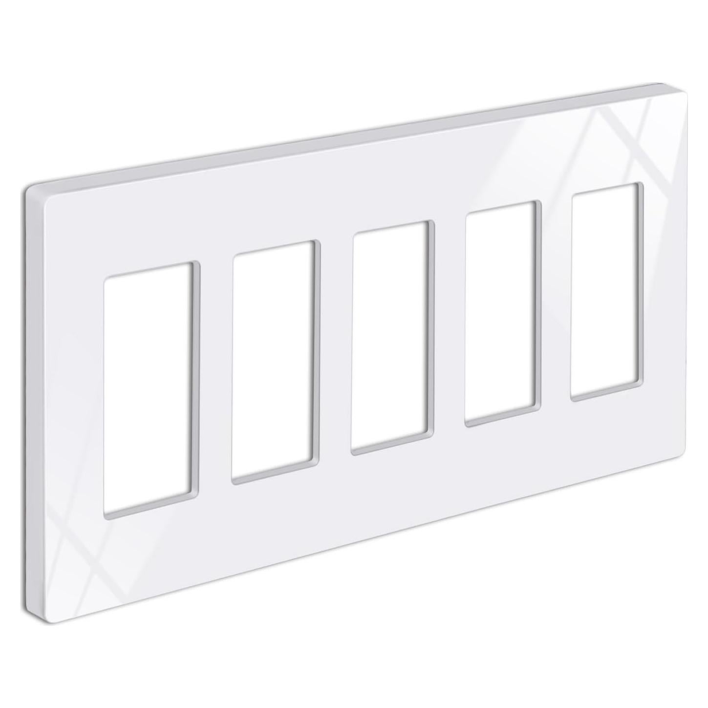 Placa de Pared Sin Tornillos BESTTEN 5 Gang Gloss Blanco Nieve