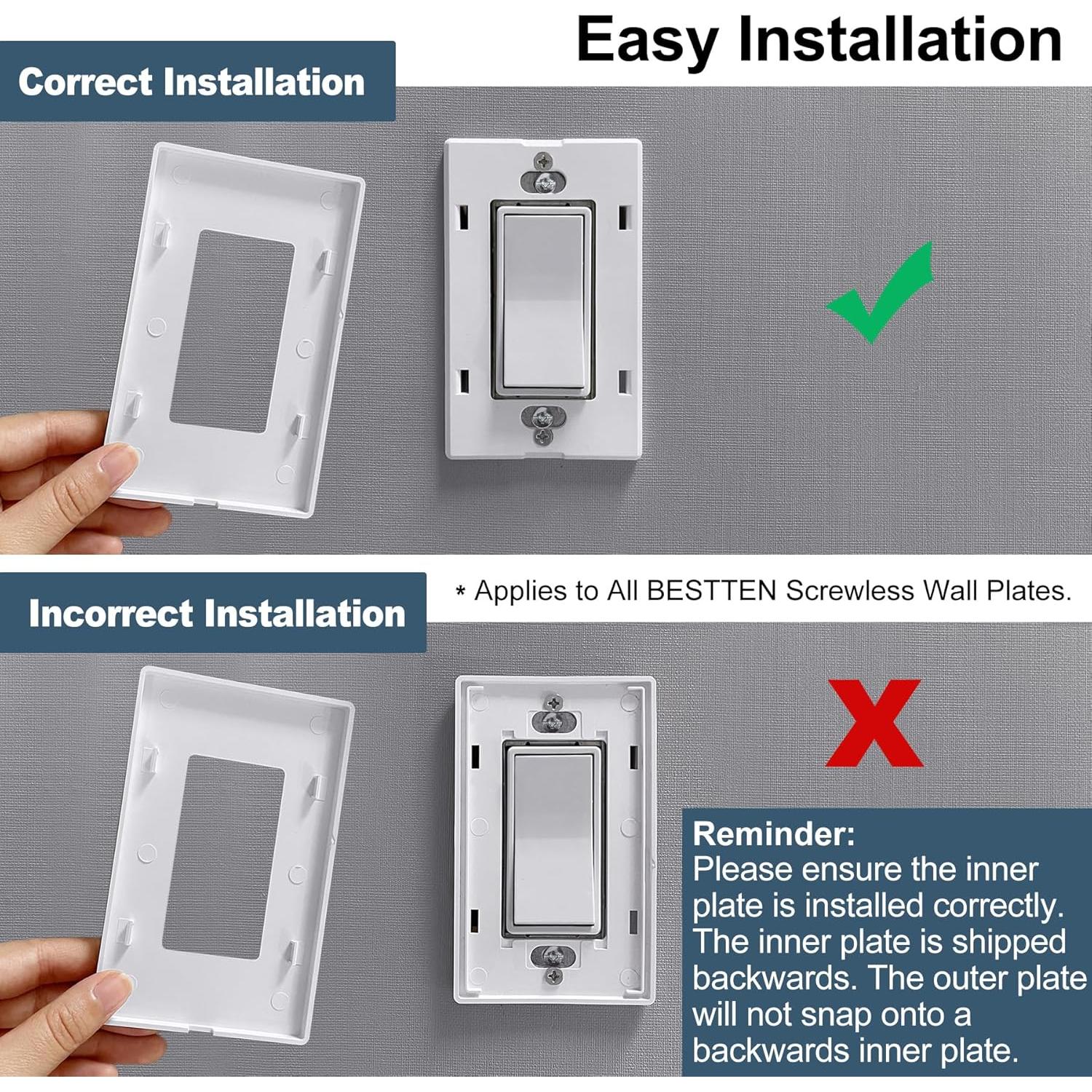 Placa de Pared Sin Tornillos BESTTEN 5 Gang Gloss Blanco Nieve