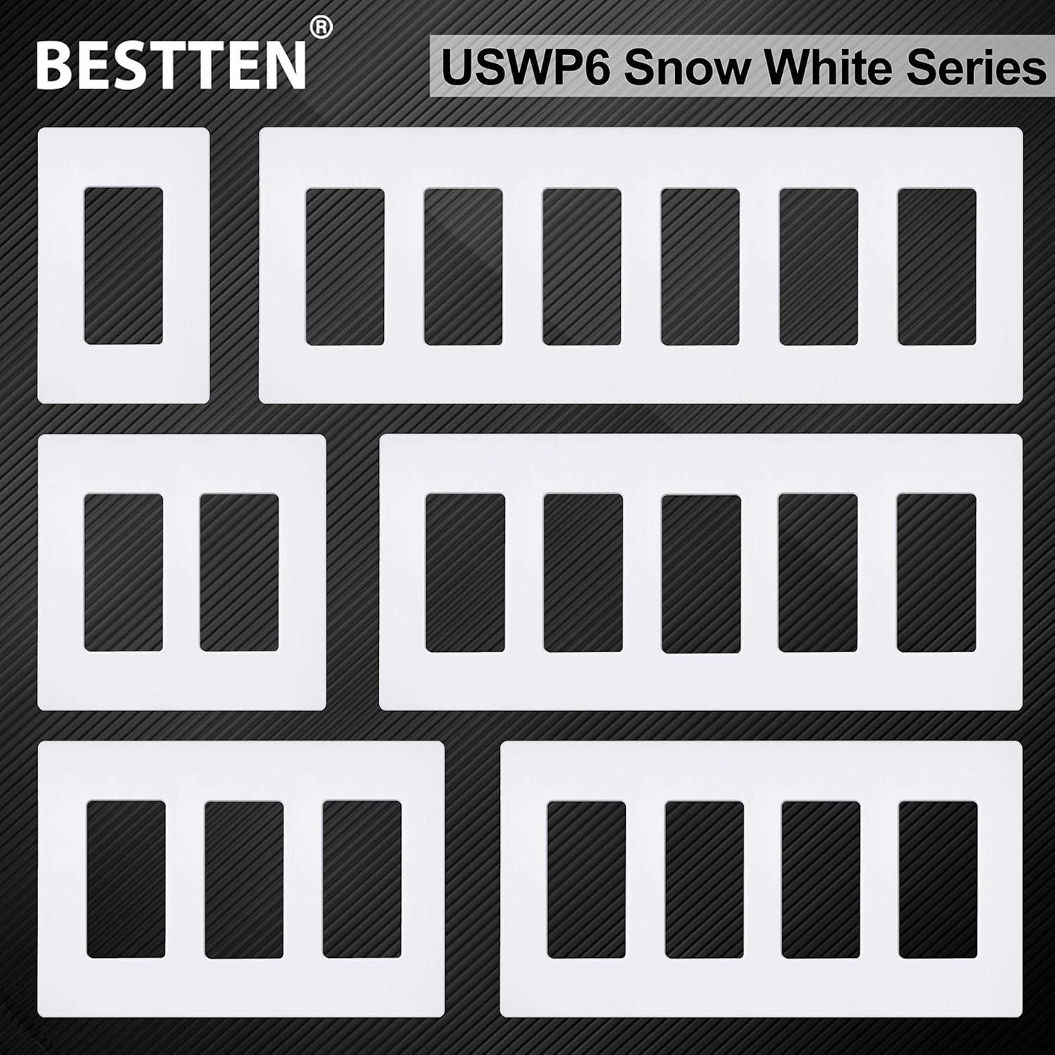 Placa de Pared Sin Tornillos BESTTEN 5 Gang Gloss Blanco Nieve