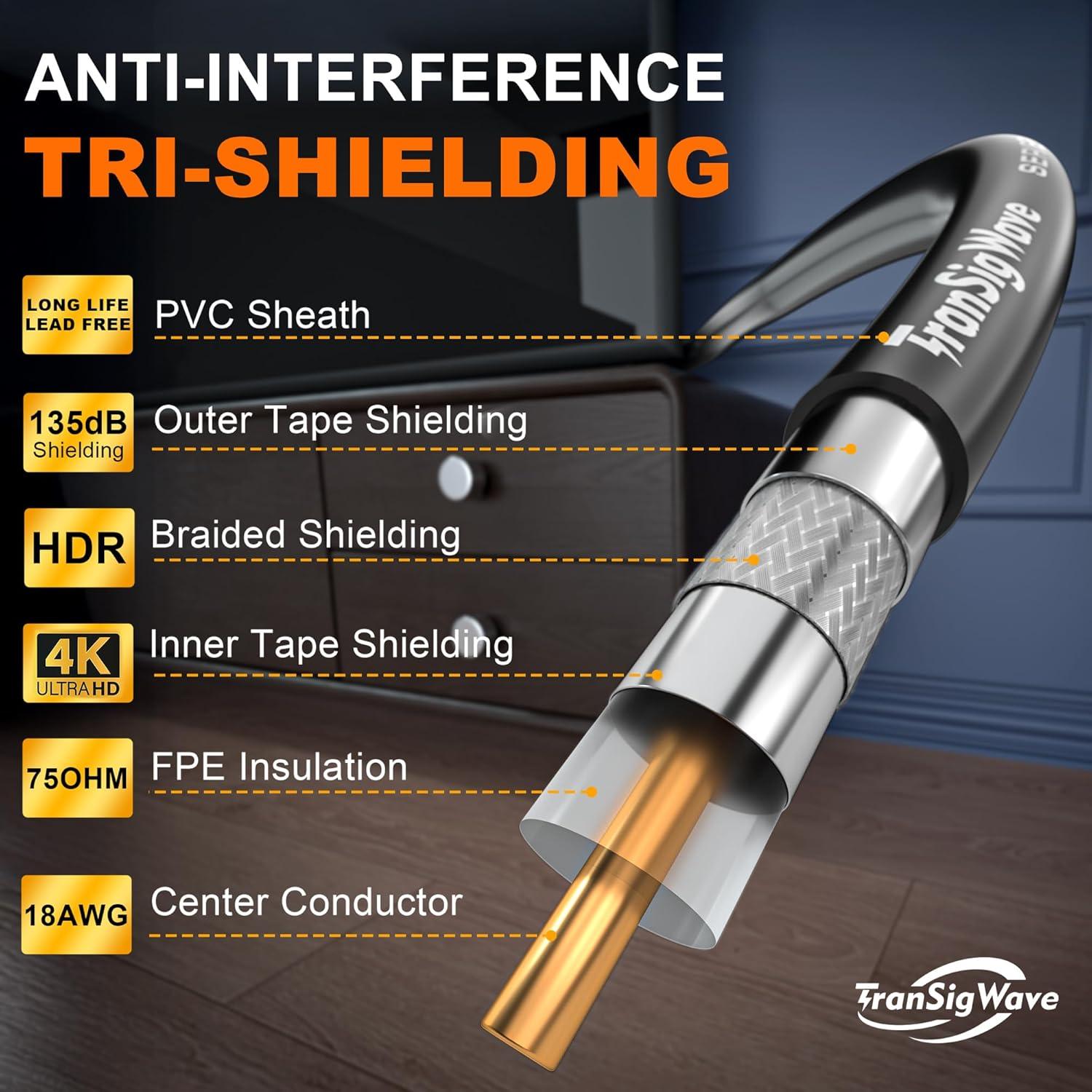 Cable Coaxial RG6 TranSigWave 12.19m - Alta Velocidad y HD