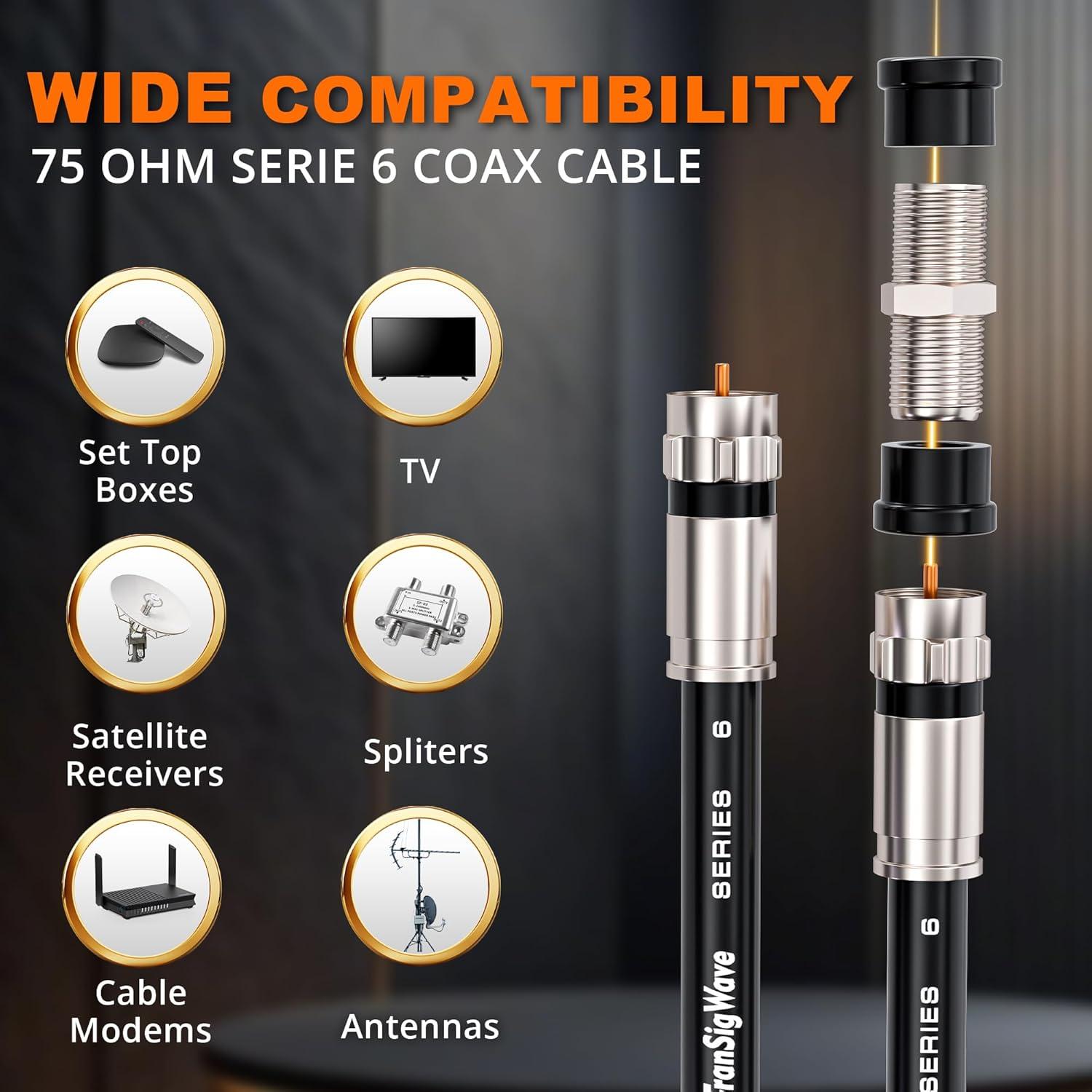 Cable Coaxial RG6 TranSigWave 12.19m - Alta Velocidad y HD