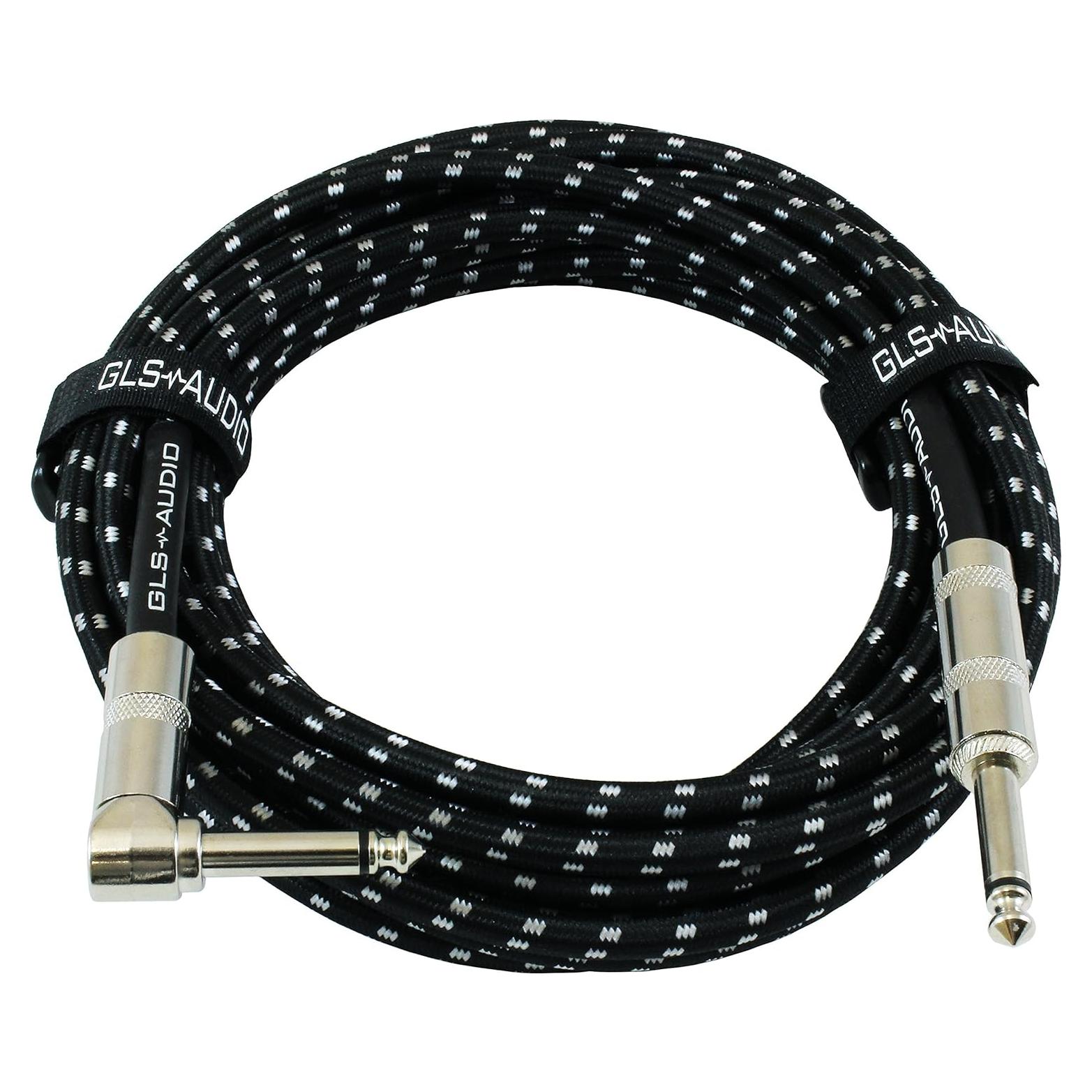 Cable de Instrumento GLS Audio 6.1m Tweed Trenzado Negro/Grey