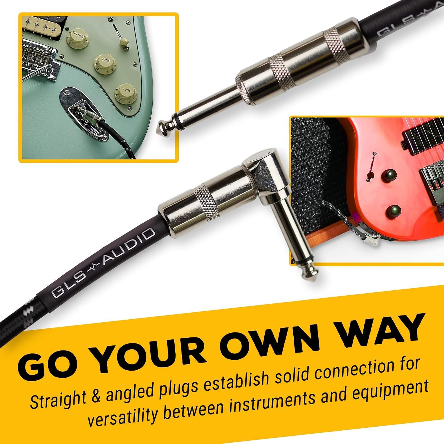 Cable de Instrumento GLS Audio 6.1m Tweed Trenzado Negro/Grey