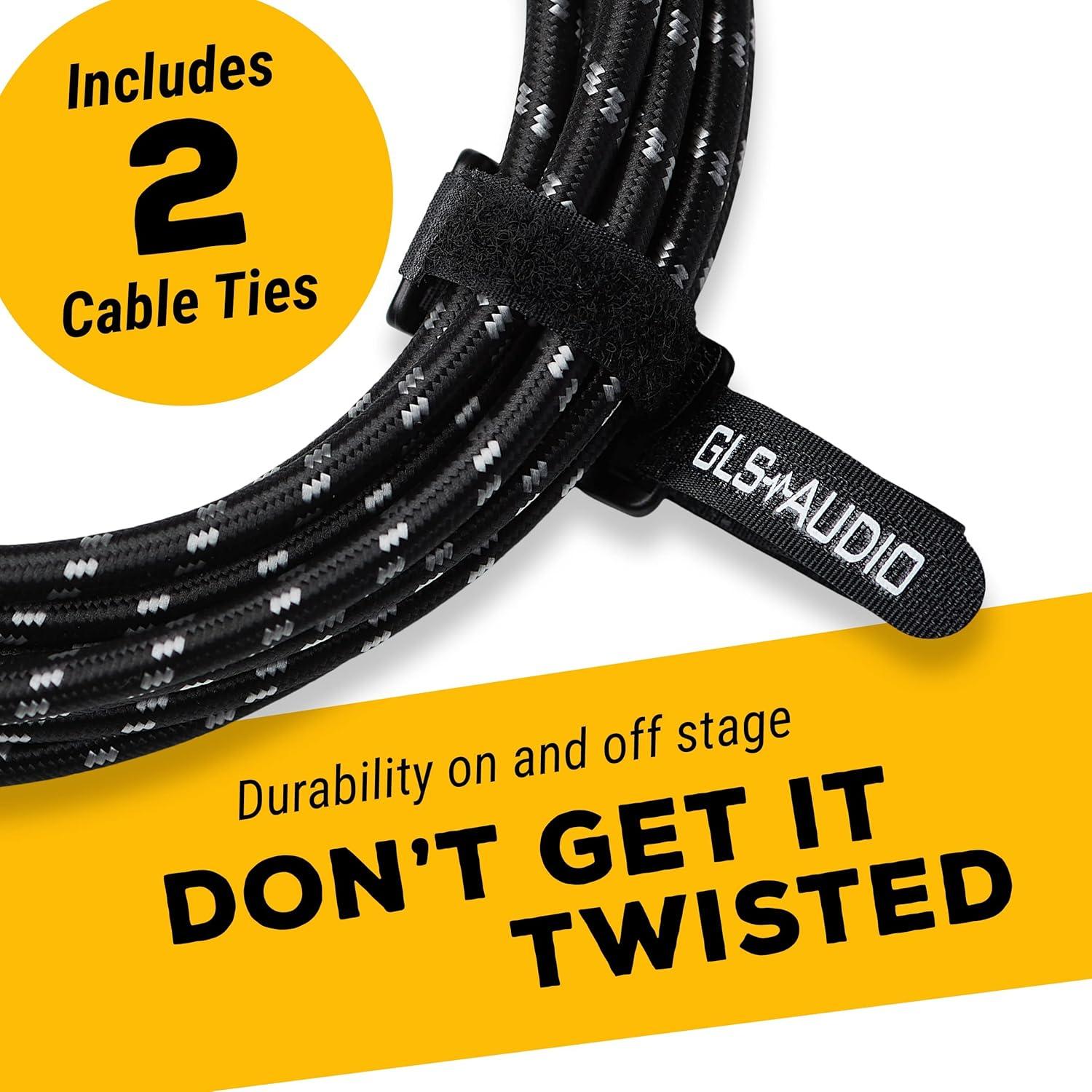 Cable de Instrumento GLS Audio 6.1m Tweed Trenzado Negro/Grey