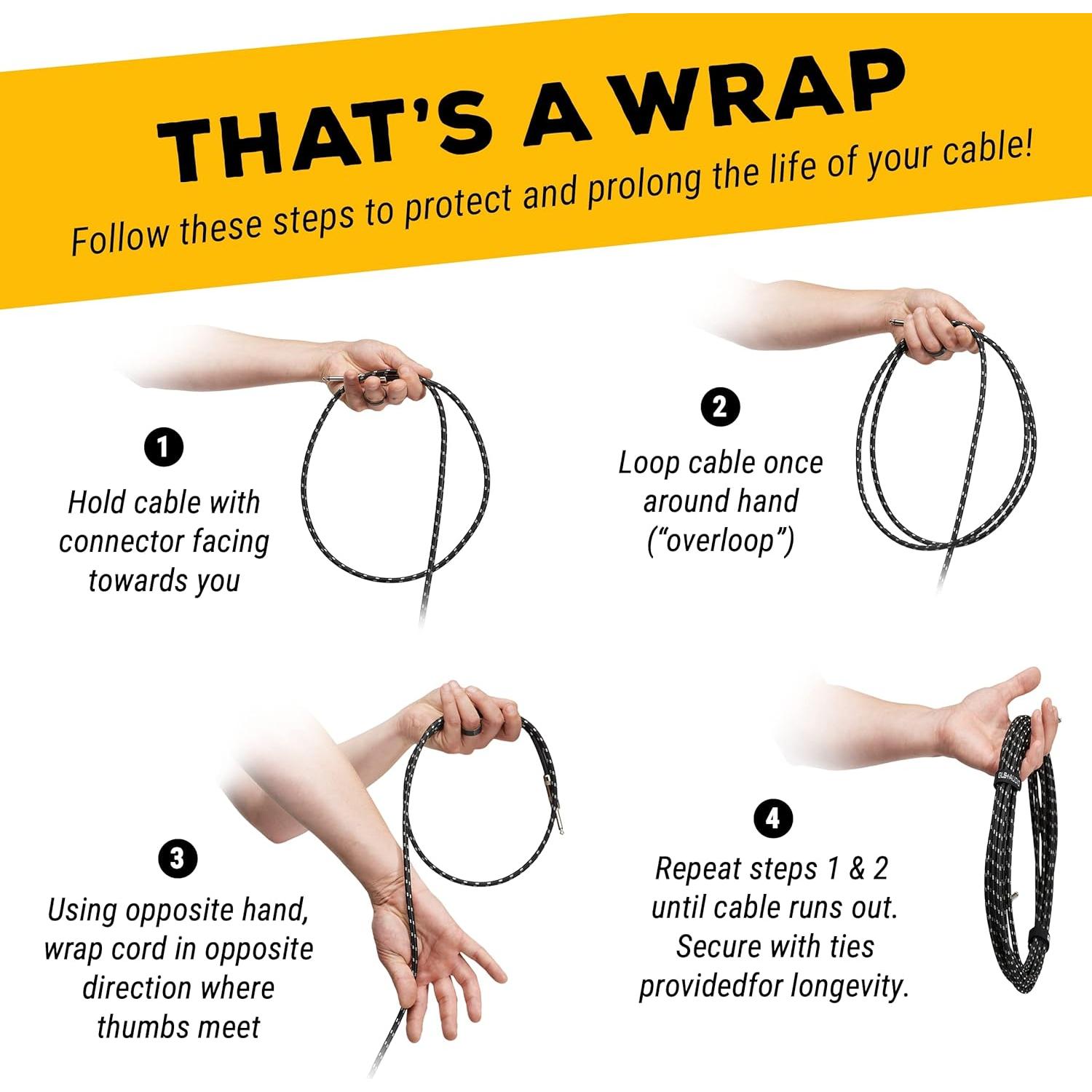 Cable de Instrumento GLS Audio 6.1m Tweed Trenzado Negro/Grey