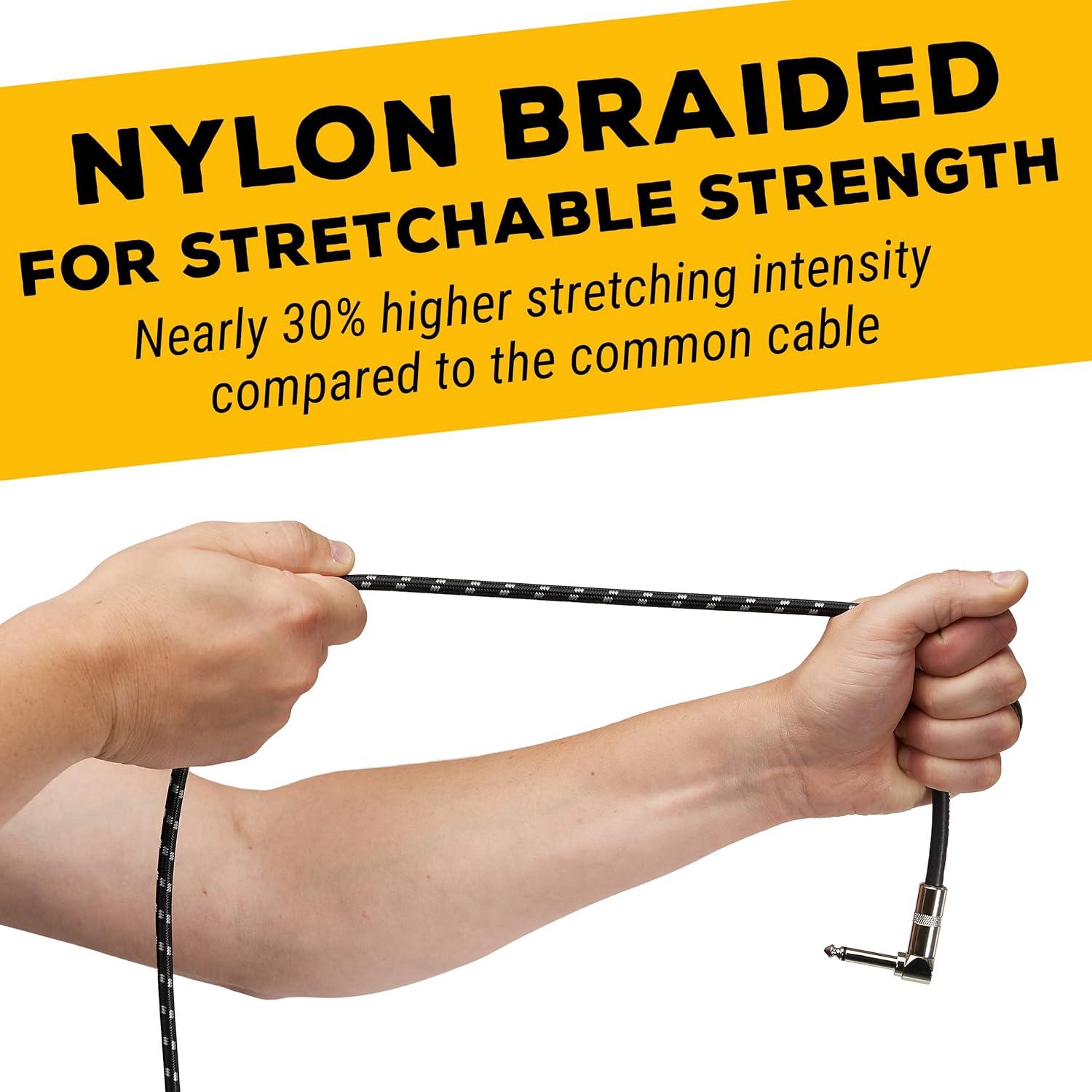 Cable de Instrumento GLS Audio 6.1m Tweed Trenzado Negro/Grey