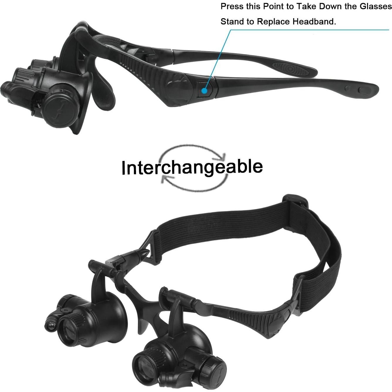 Lupa de Diadema Qooltek con 8 Lentes Intercambiables y LED