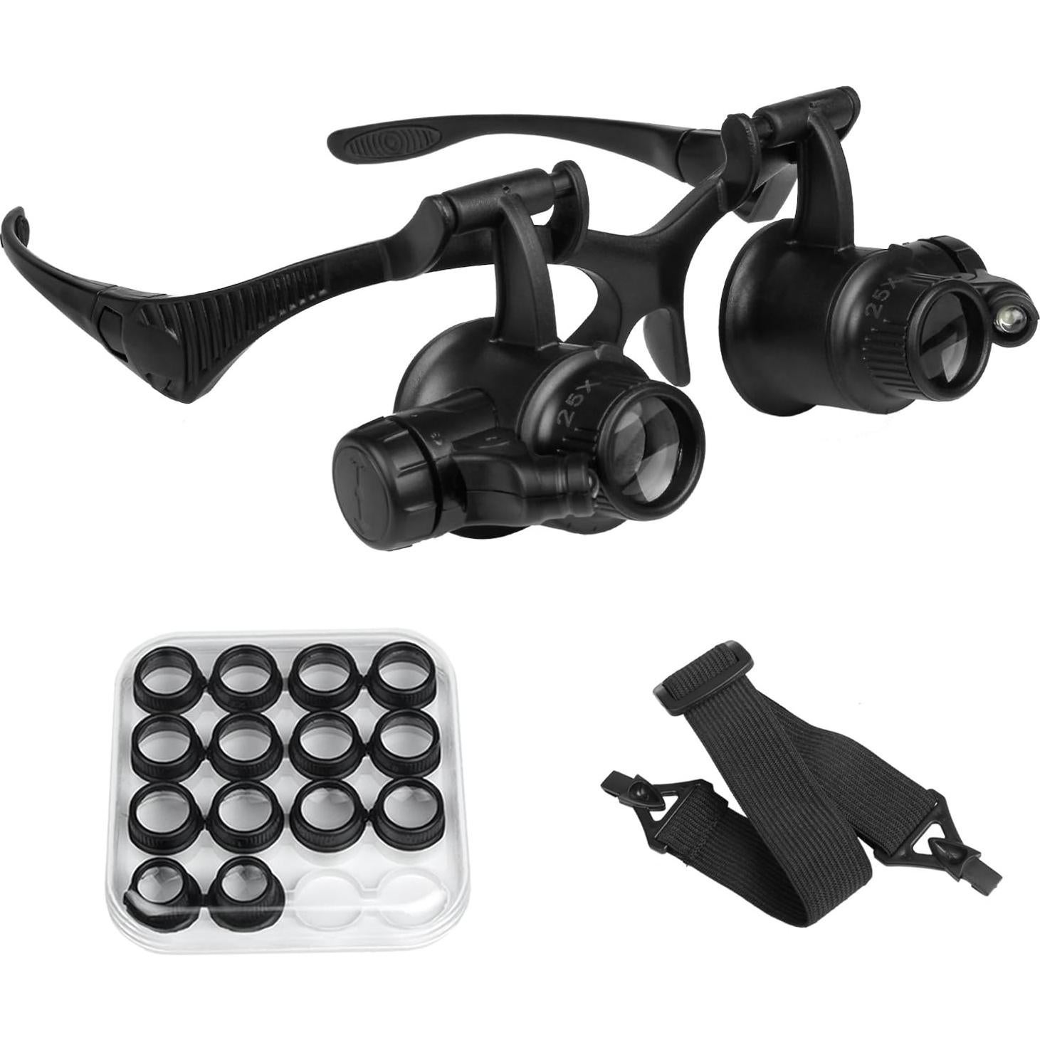 Lupa de Diadema Qooltek con 8 Lentes Intercambiables y LED