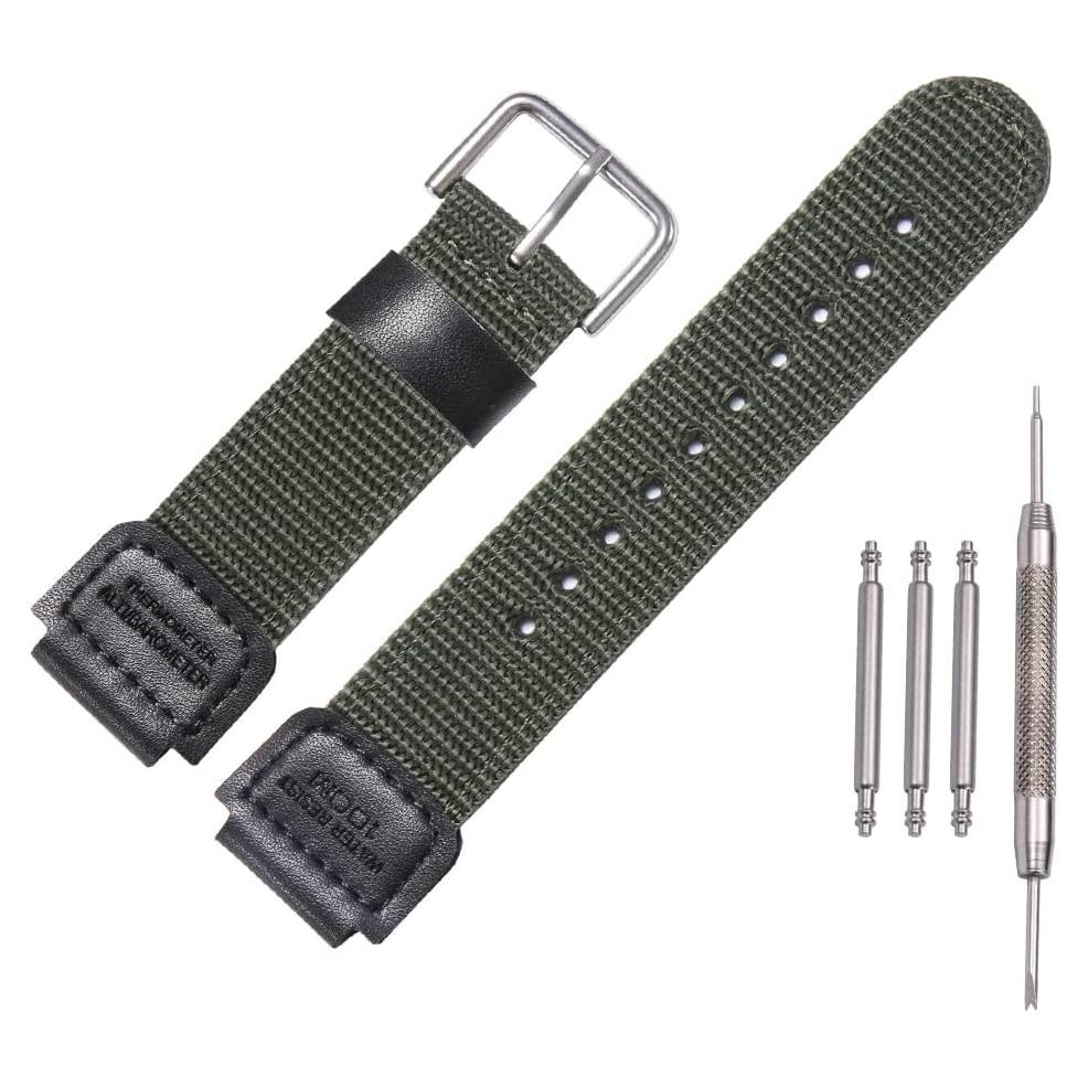 Correa de nylon verde ejército 18mm para reloj Casio AE1200WH