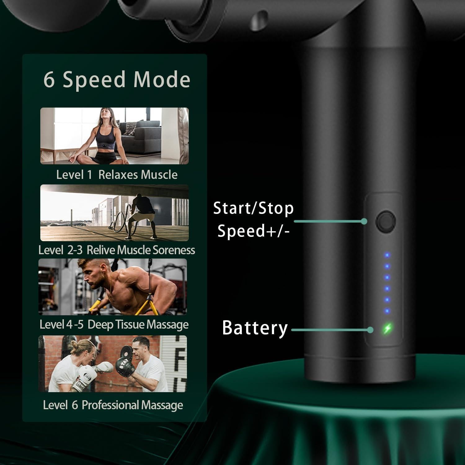 Pistola de Masaje ZEOEZHBI Eléctrica 20x15cm Alivio Muscular