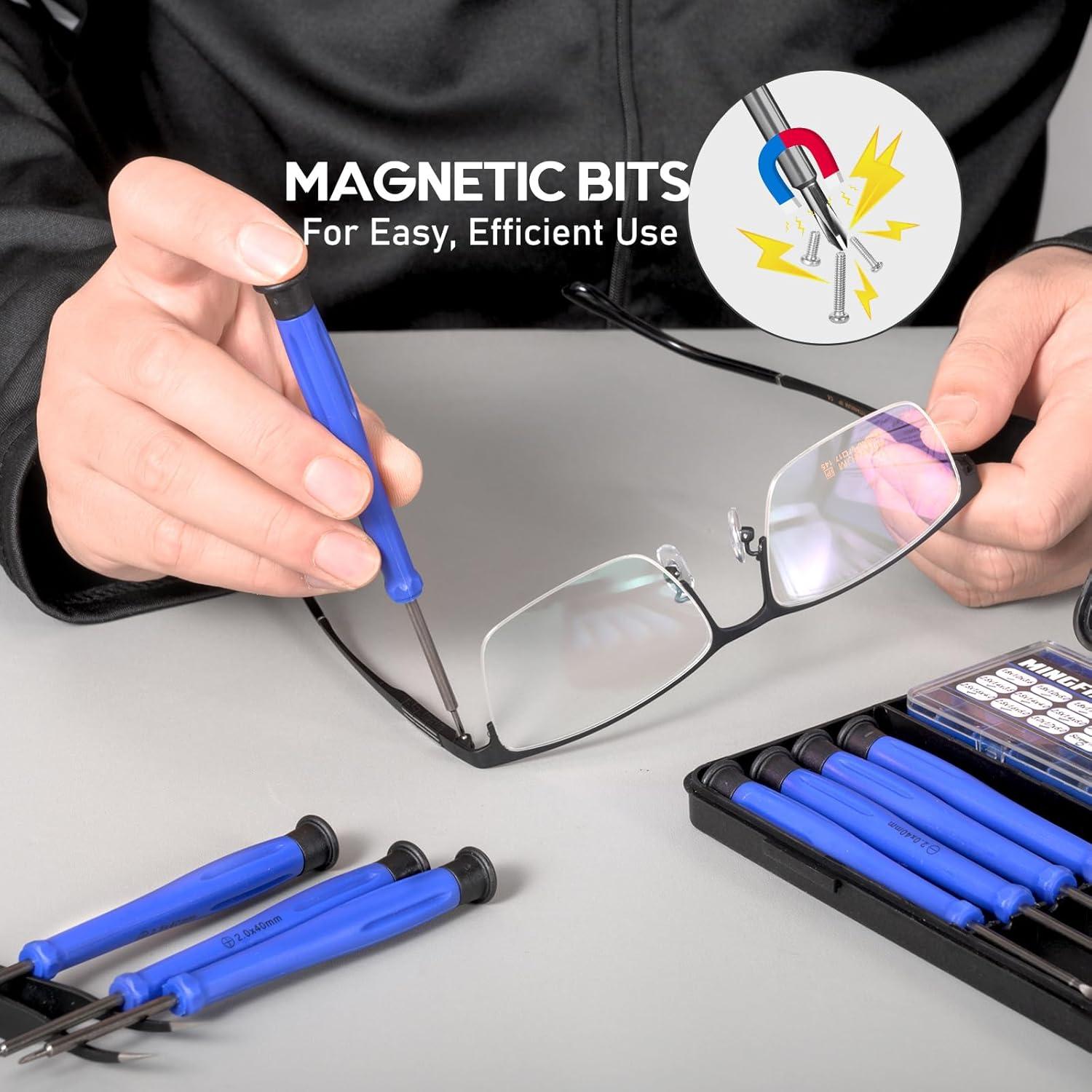 Kit de Reparación de Gafas MINGFIX con 8 Destornilladores y Estuche