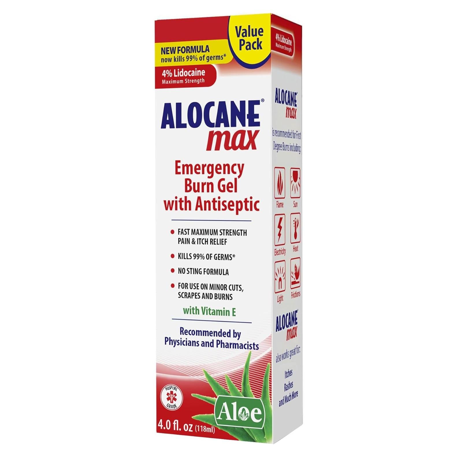 Alocane Gel de Quemaduras 118 ml - 4% Lidocaína Alivio Rápido
