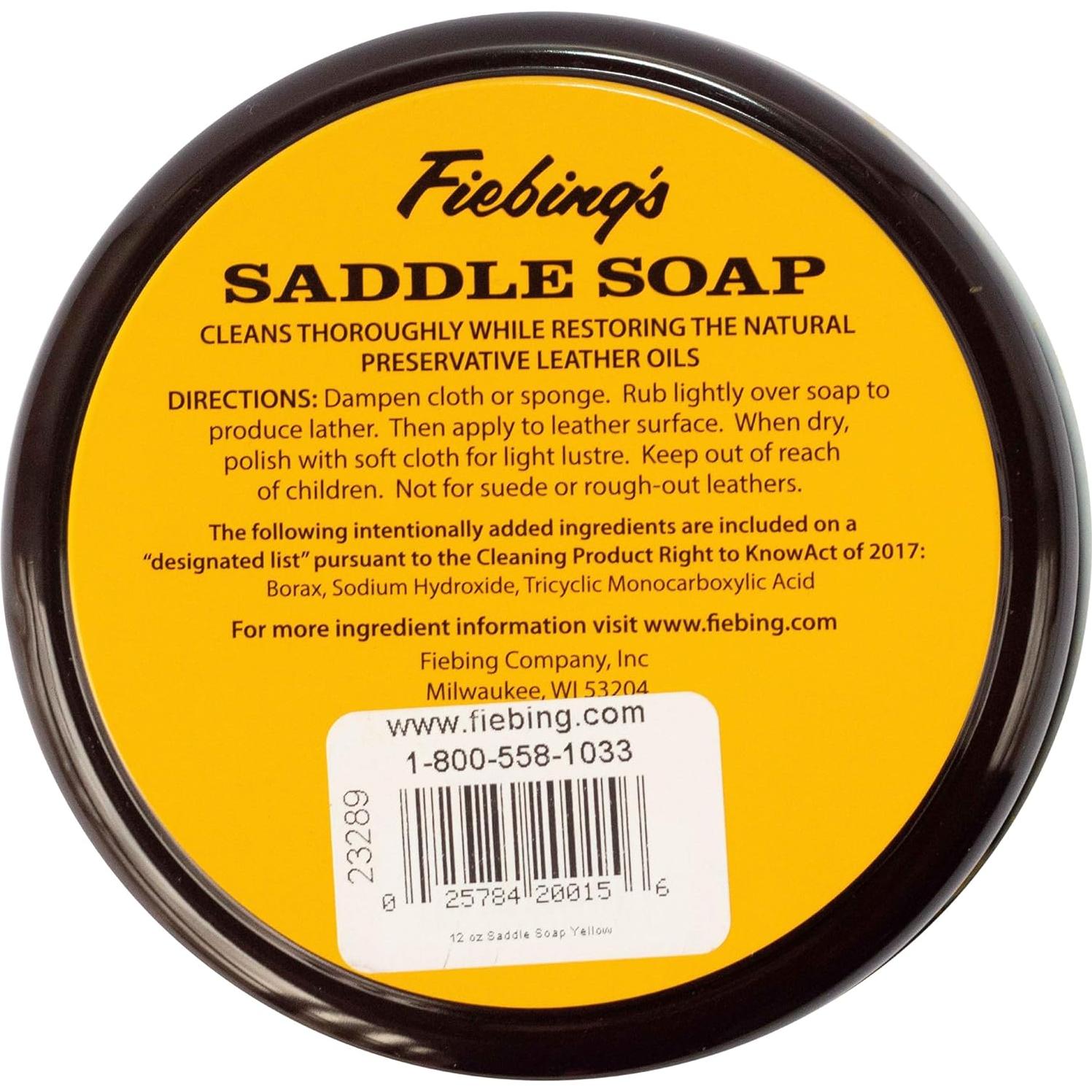 Jabón Amarillo Fiebing 340 g - Limpiador y Acondicionador de Cuero