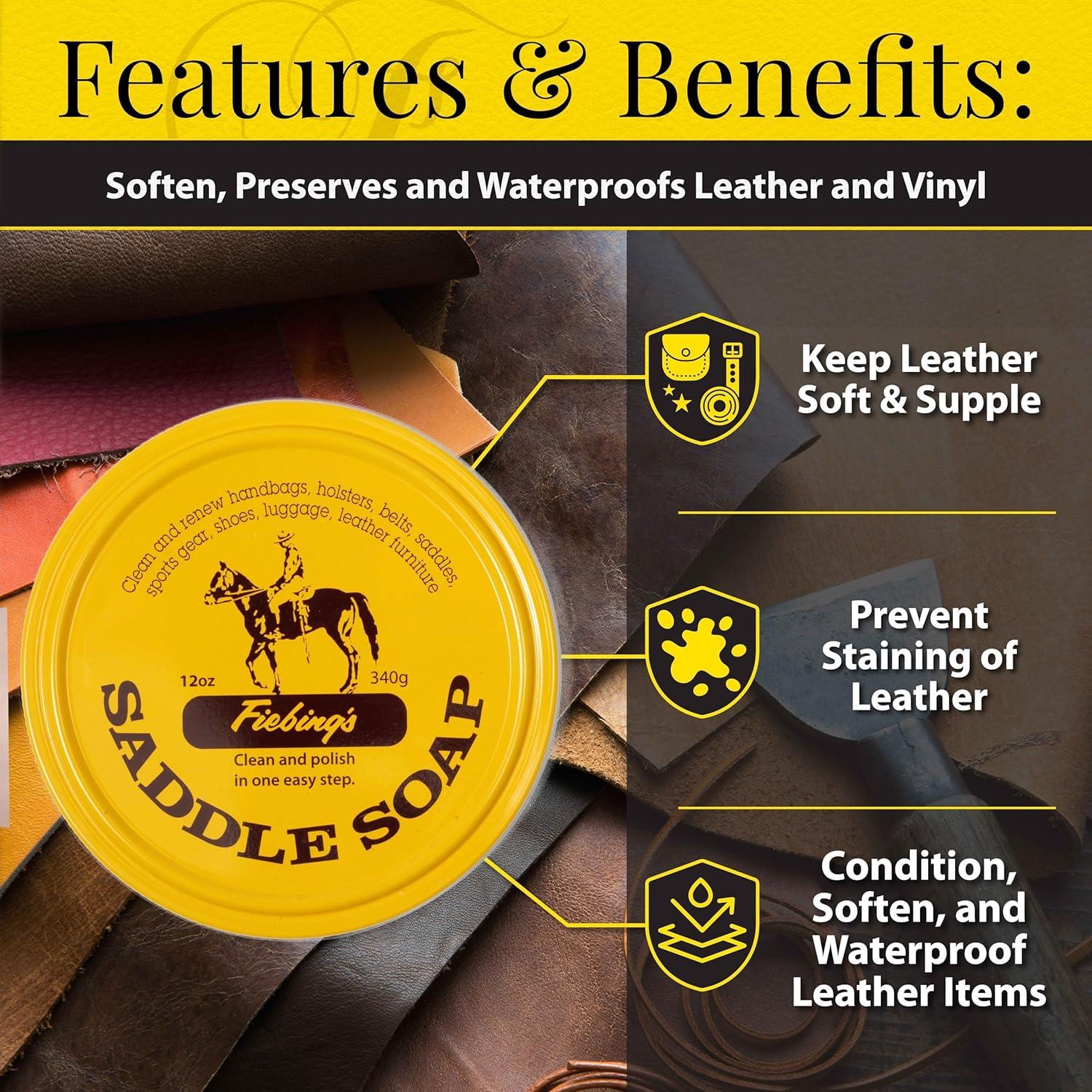Jabón Amarillo Fiebing 340 g - Limpiador y Acondicionador de Cuero