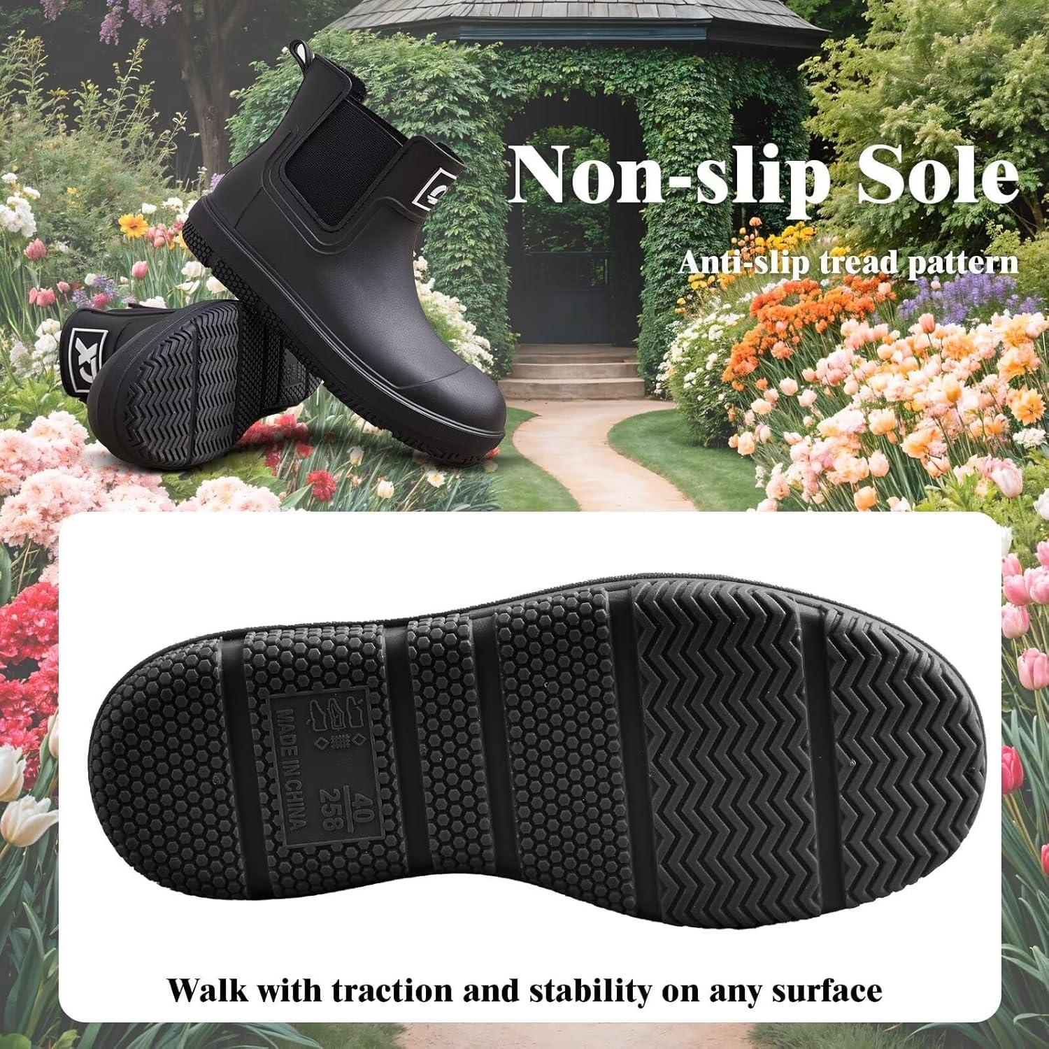 Botas de Lluvia Cortas Impermeables para Hombres y Mujeres - Negro