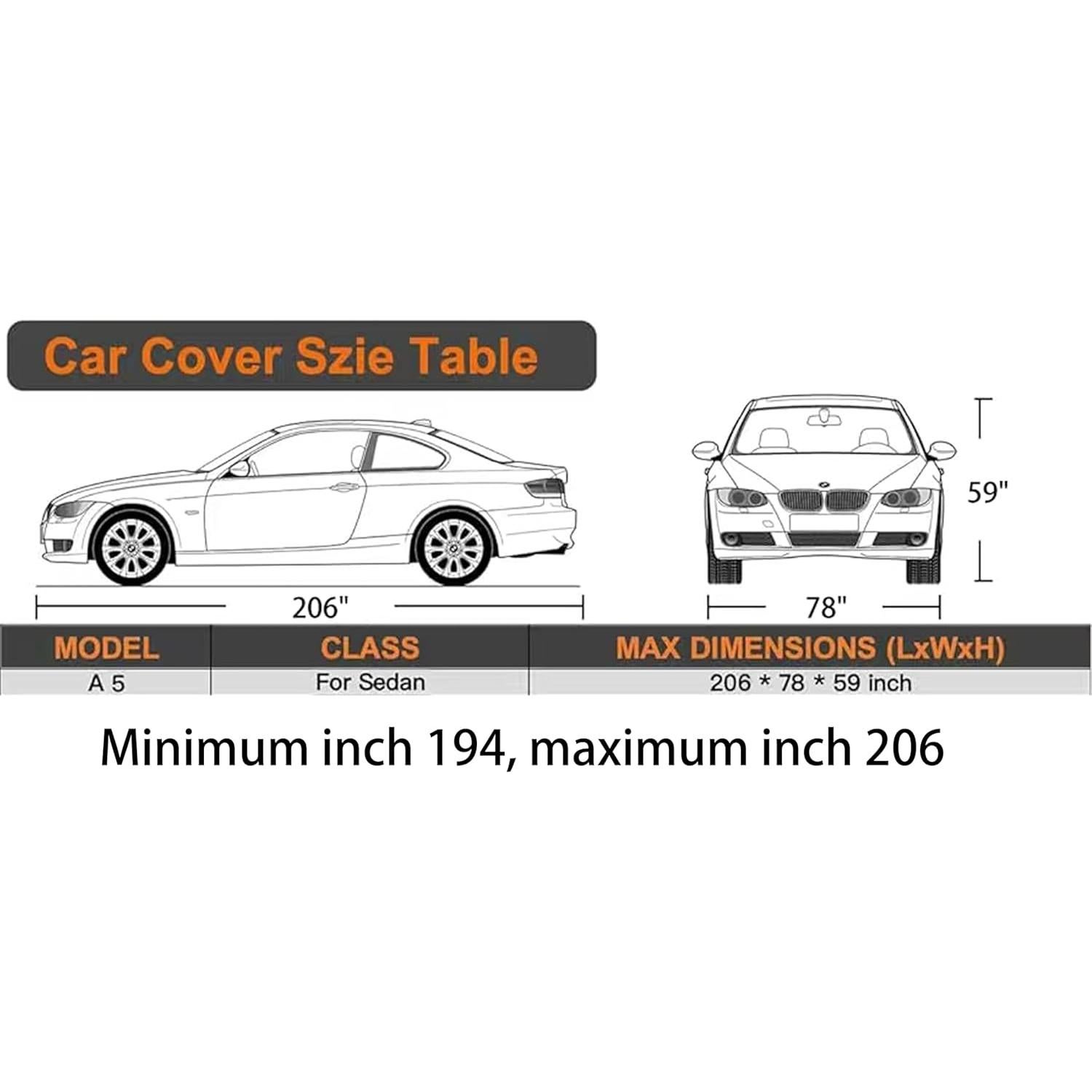 Funda de Coche Impermeable MORNYRAY Ajuste Universal Sedán 493-523 cm