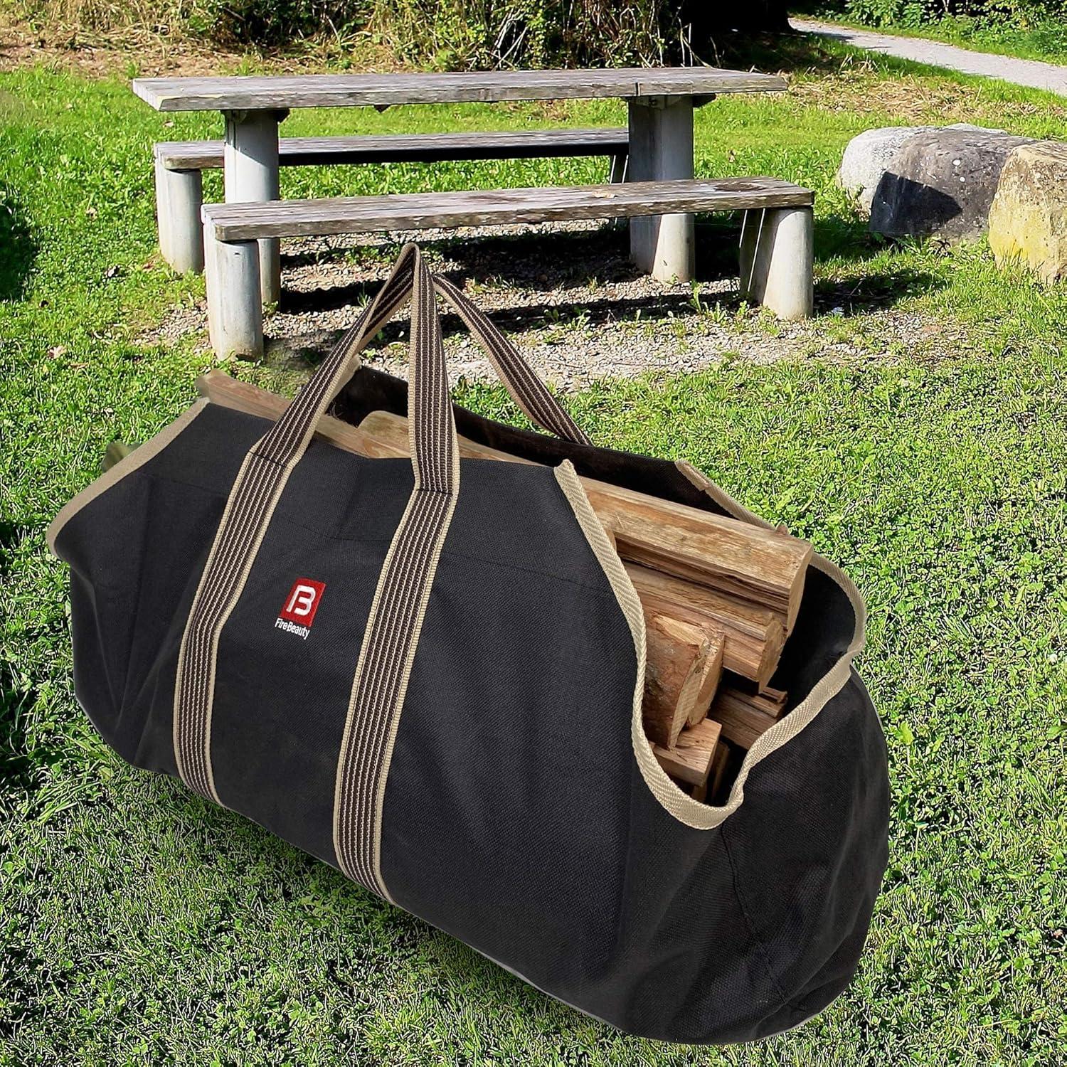 Bolsa de Lona Grande Fire Beauty para Transporte de Leña 93x45cm