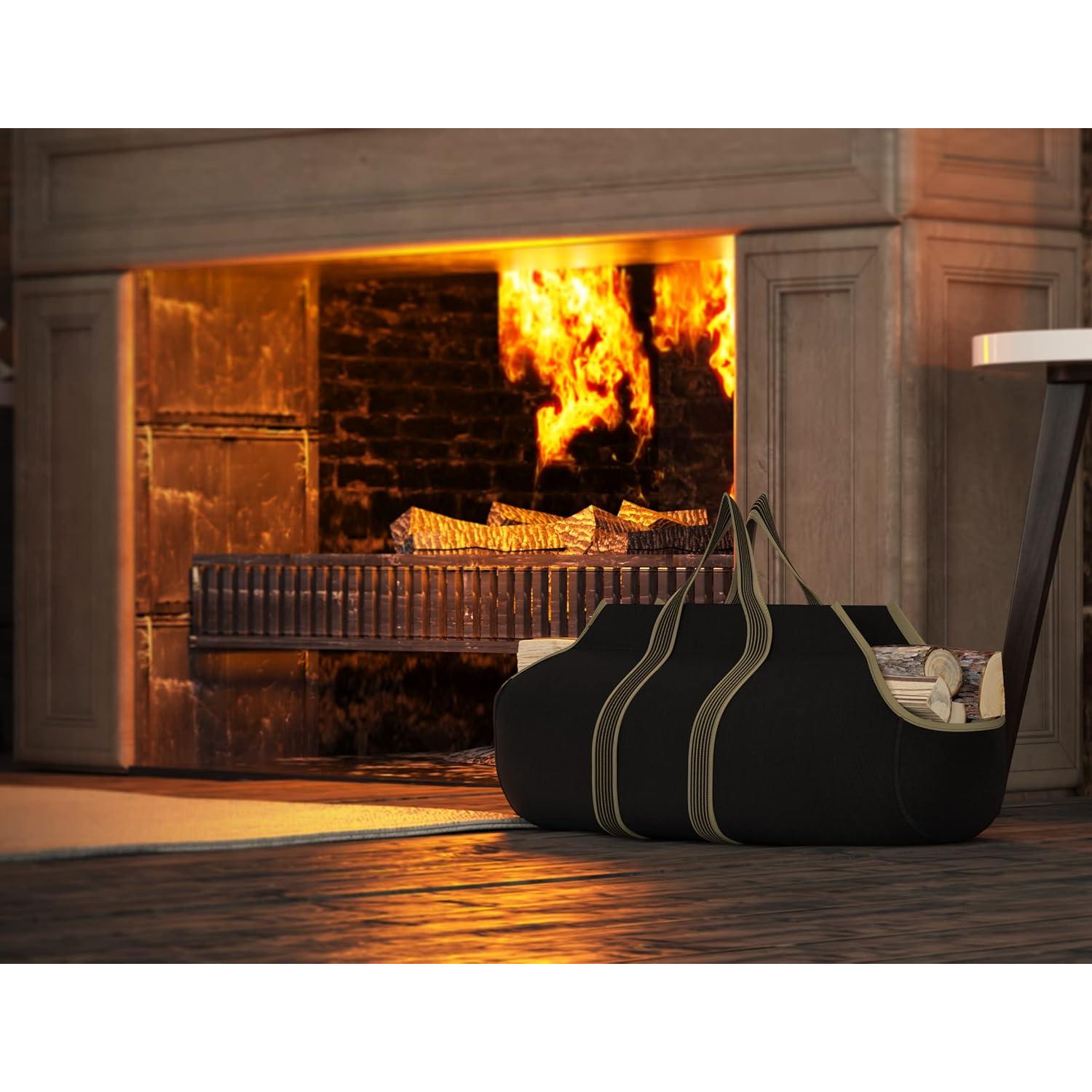 Bolsa de Lona Grande Fire Beauty para Transporte de Leña 93x45cm