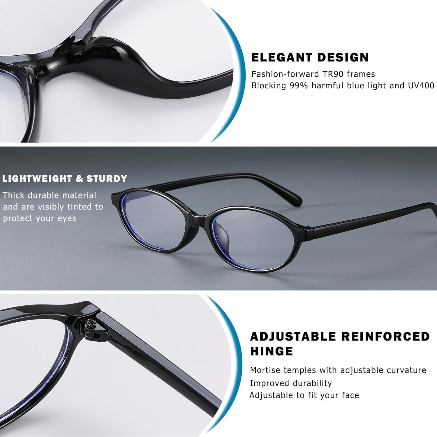 Gafas Retro Ovaladas VISOONE Anti-Luz Azul UV400