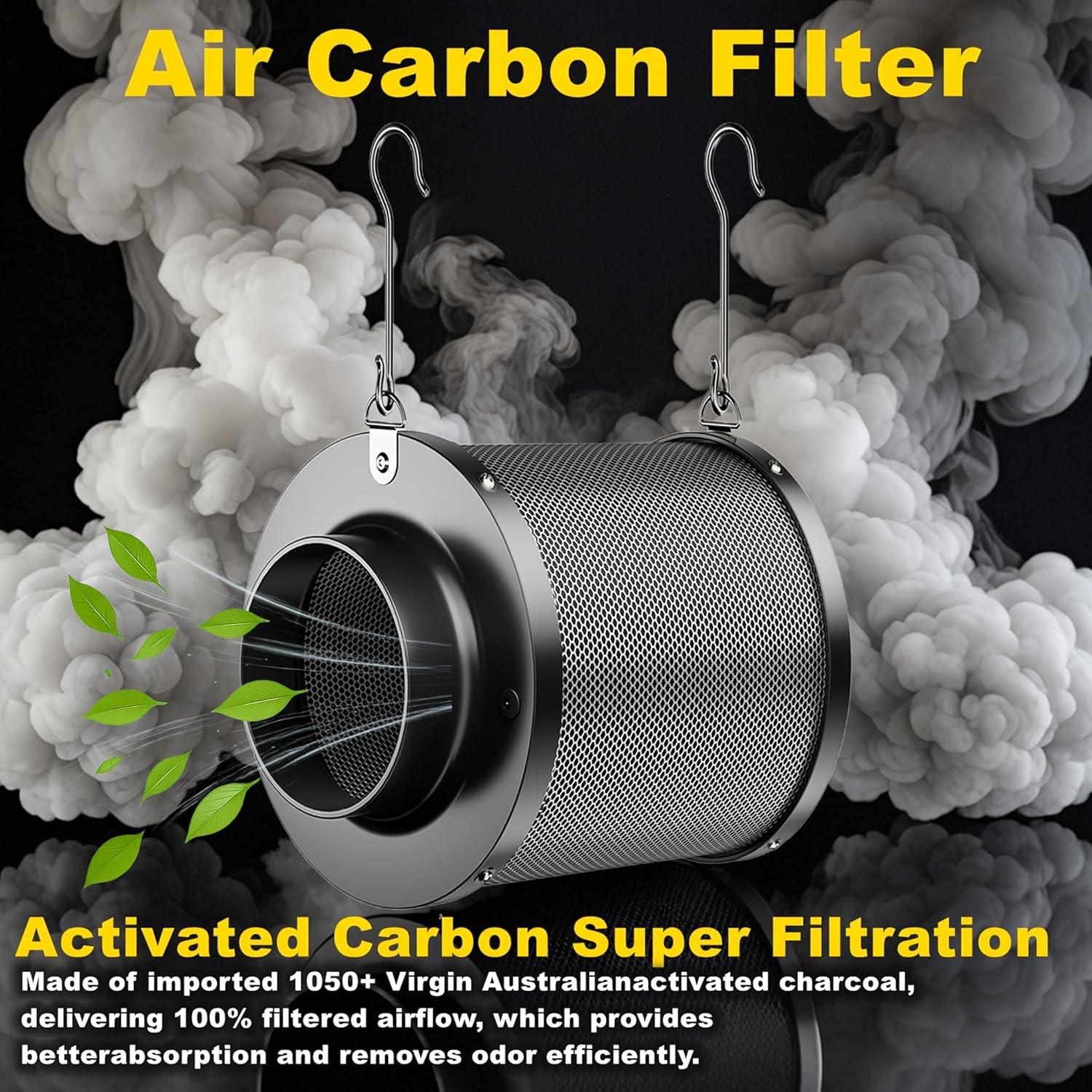 Kit de Filtración de Aire MELONFARM 4" con Ventilador y Filtro