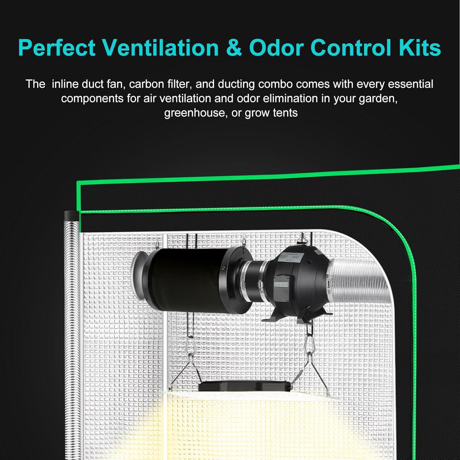 Kit de Filtración de Aire MELONFARM 4" con Ventilador y Filtro