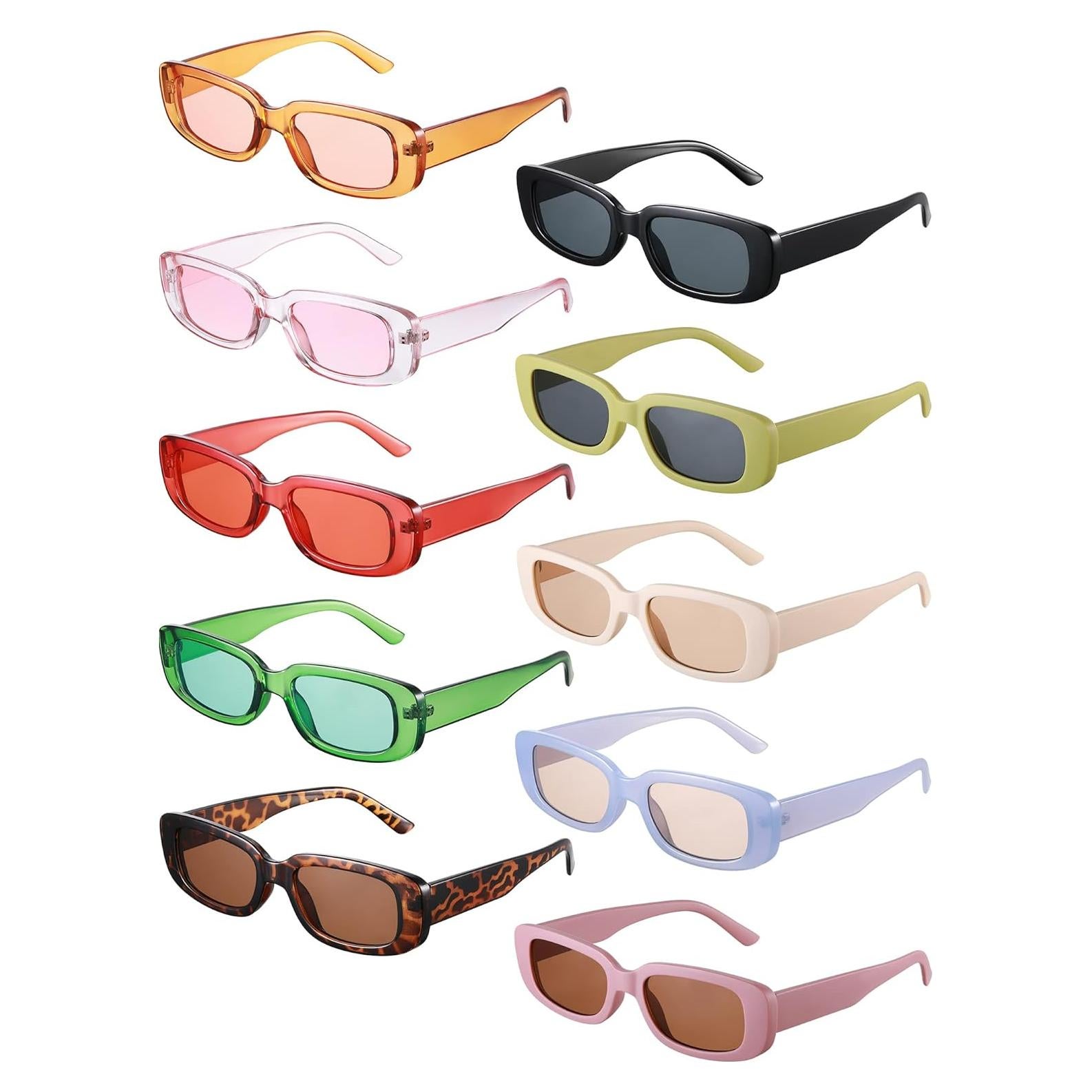 Frienda 10 Pares Gafas Retro Rectangulares UV para Mujeres