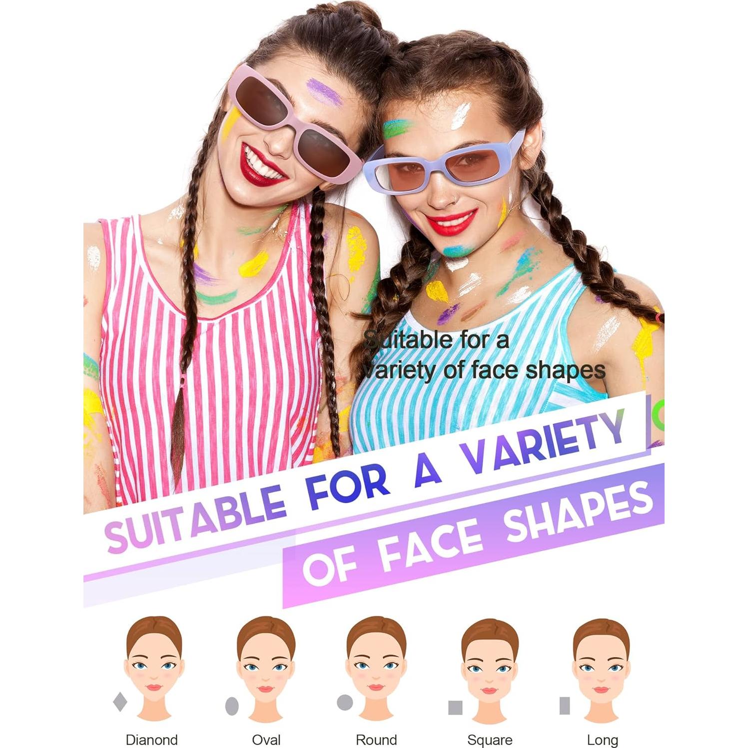 Frienda 10 Pares Gafas Retro Rectangulares UV para Mujeres