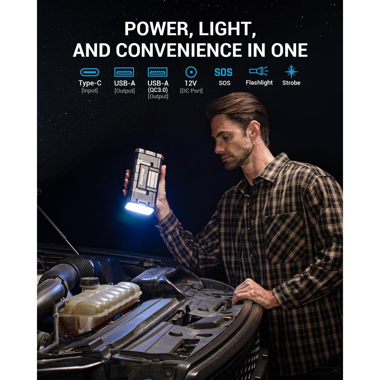 Arrancador de Batería AVAPOW A68 6000A USB Doble 12V