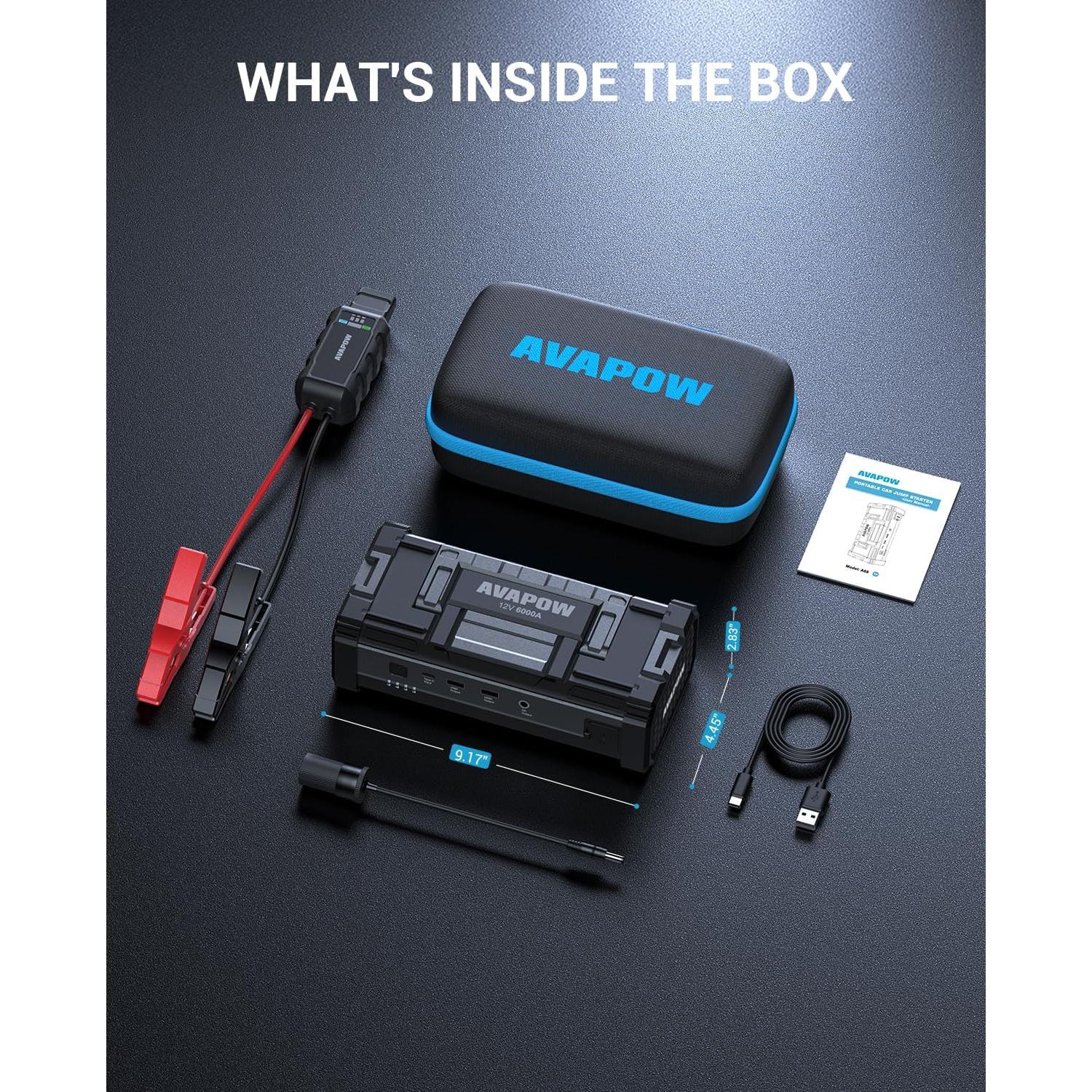 Arrancador de Batería AVAPOW A68 6000A USB Doble 12V