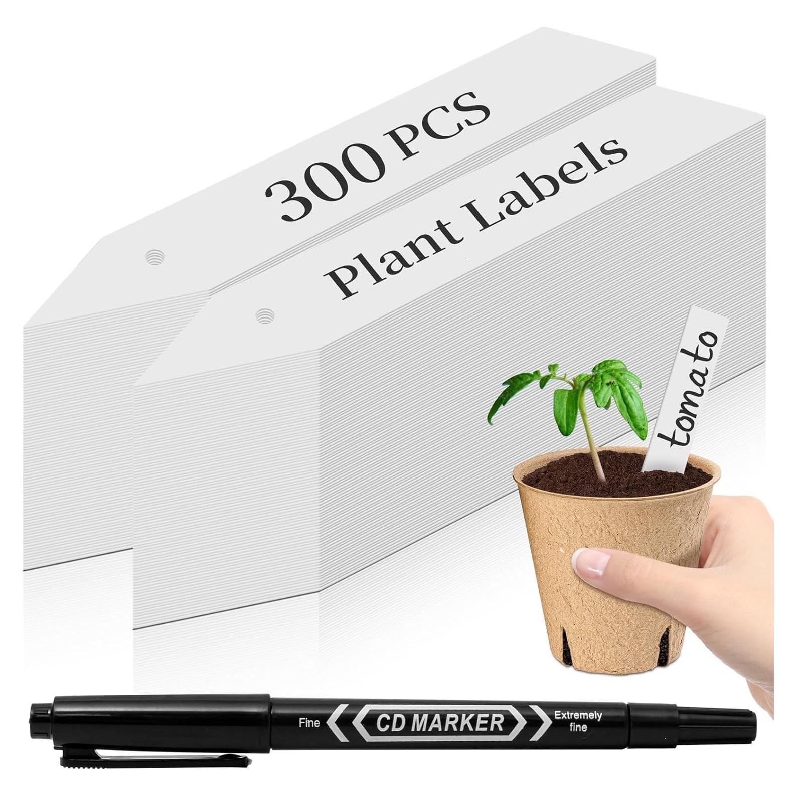 Etiquetas para Plantas Dalzom 300 Pcs PVC Impermeables Blancas