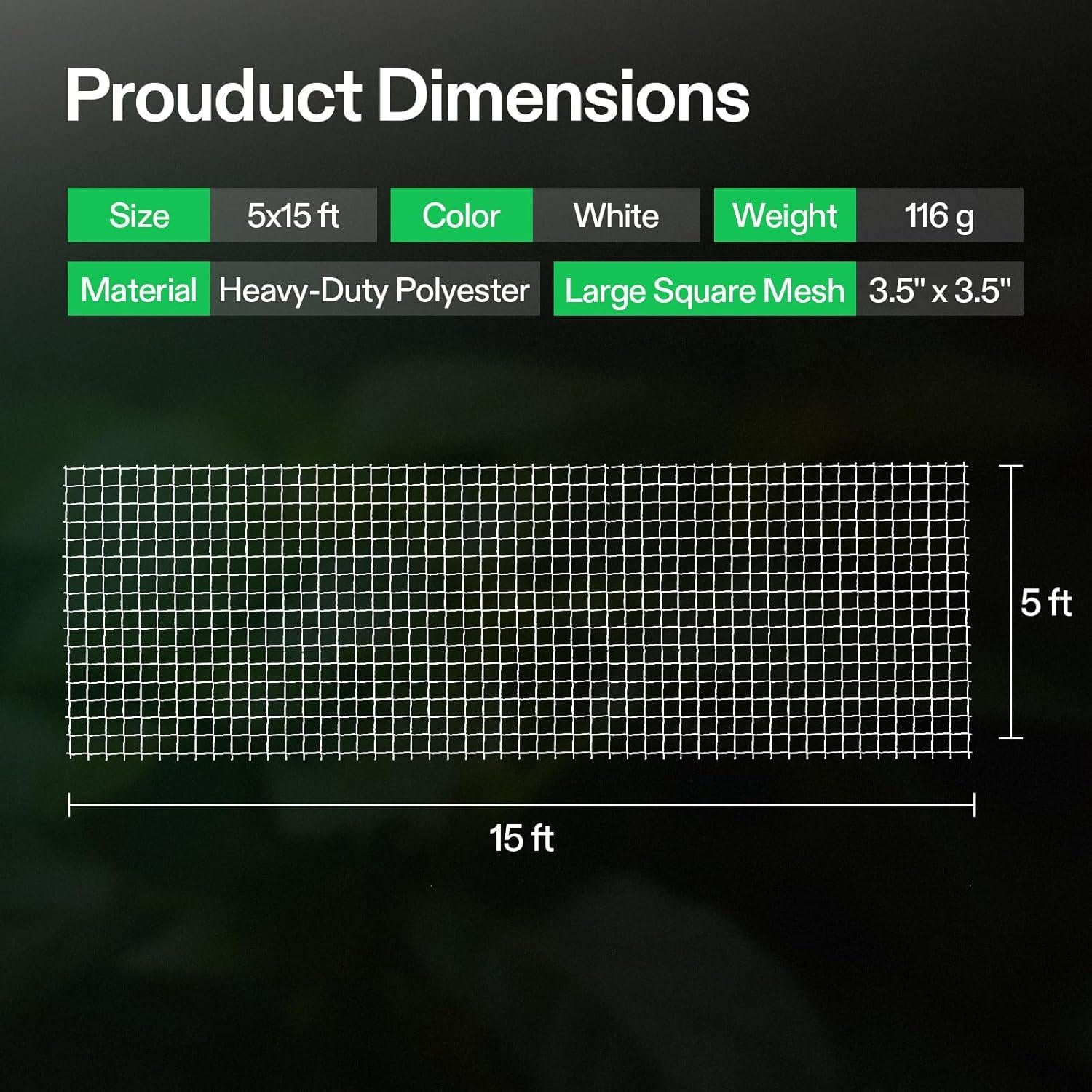 Red de Enrejado VIVOSUN 5x15 pies (1.52x4.57m) Poliester
