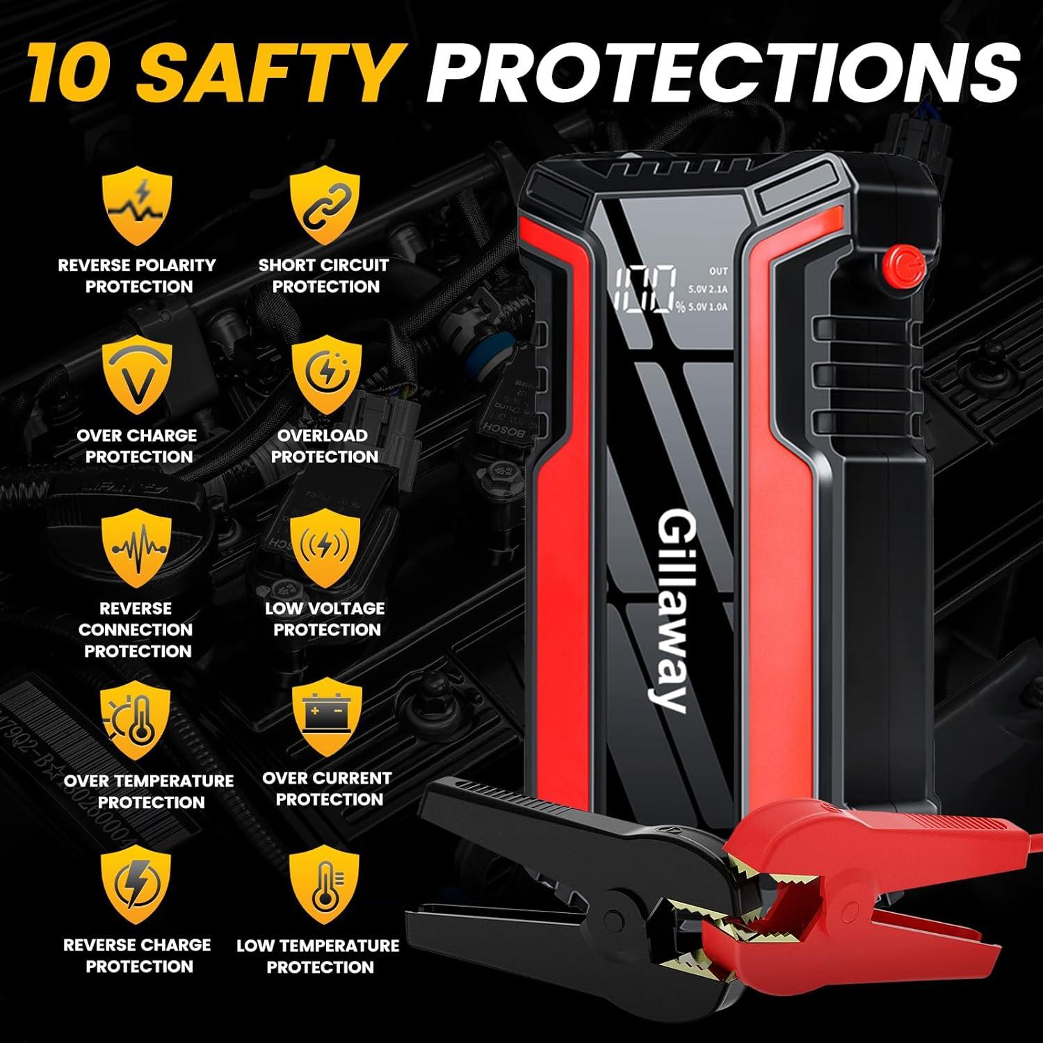 Arrancador de Salto Gillaway 5000A 12V para Coche y Moto