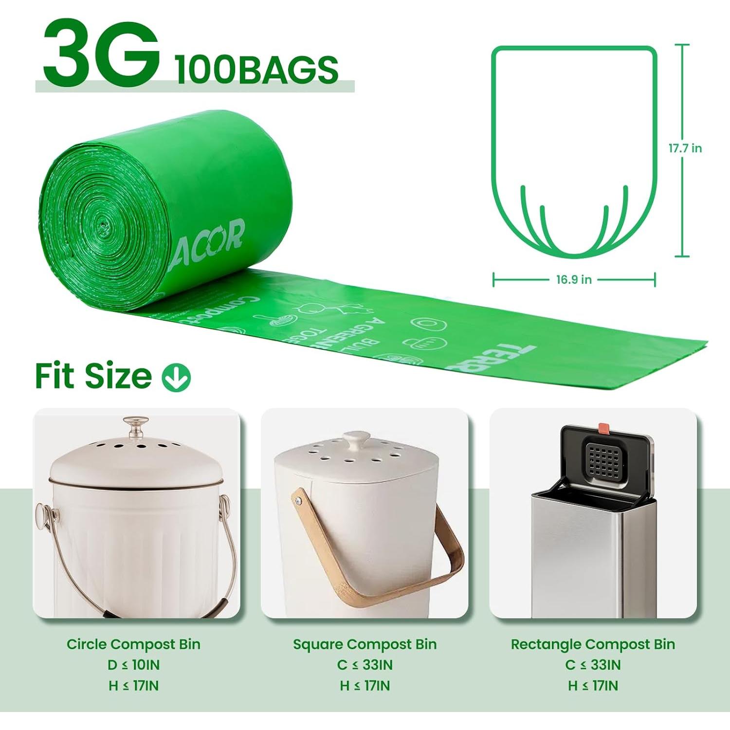 Bolsas Compostables TERRACOR 3 Galones - 100 Unidades
