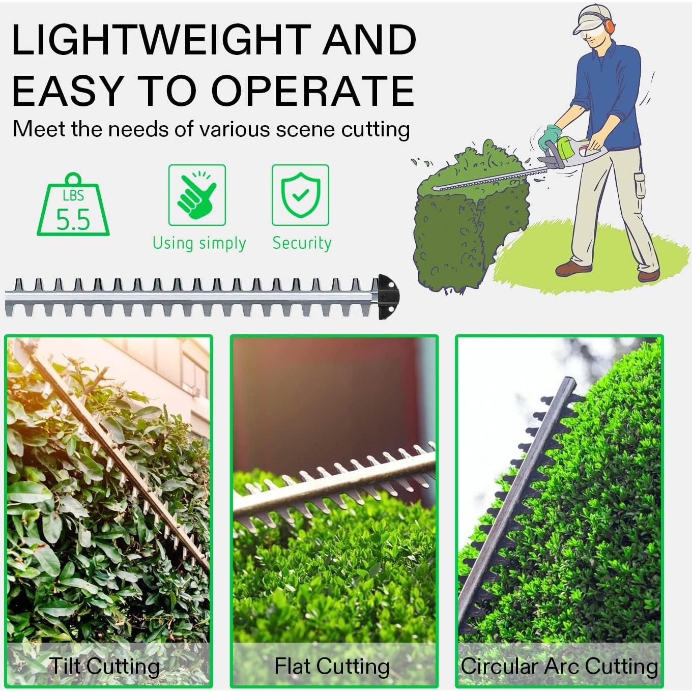 Cortadora de Setos Inalámbrica VIVOSUN 20" 20V 1400 RPM