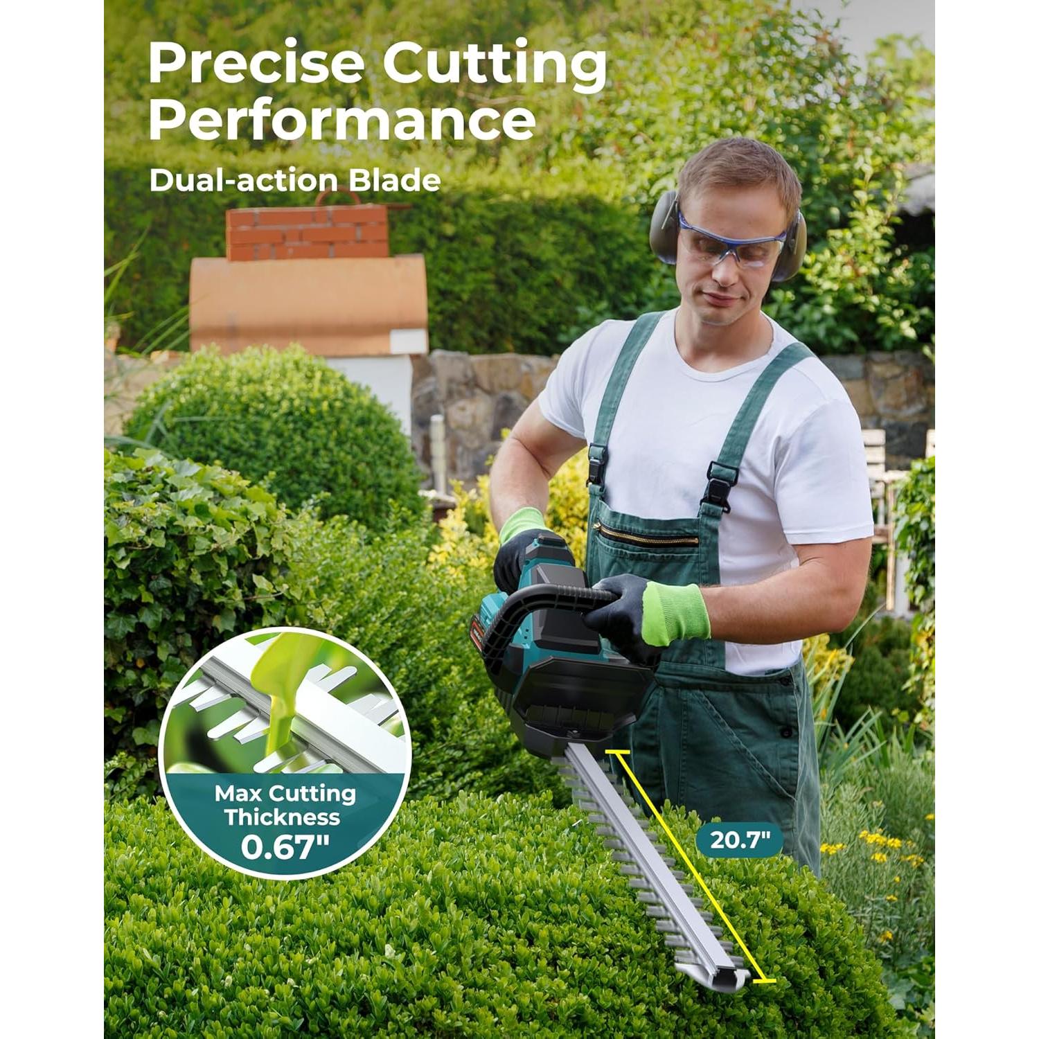 Recortadora de Setos Inalámbrica DocSmart HT02-B 50.8cm 2 Baterías