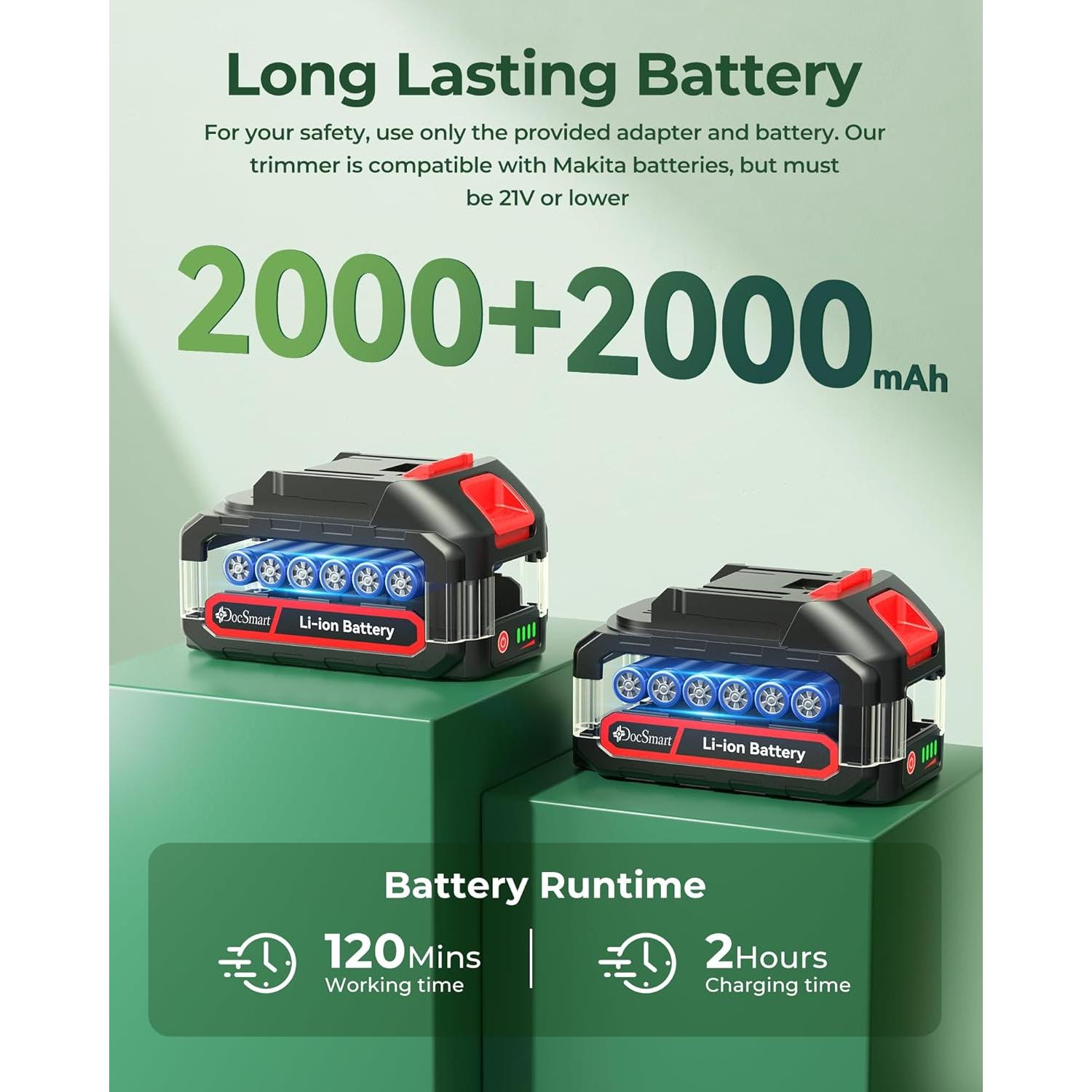 Recortadora de Setos Inalámbrica DocSmart HT02-B 50.8cm 2 Baterías