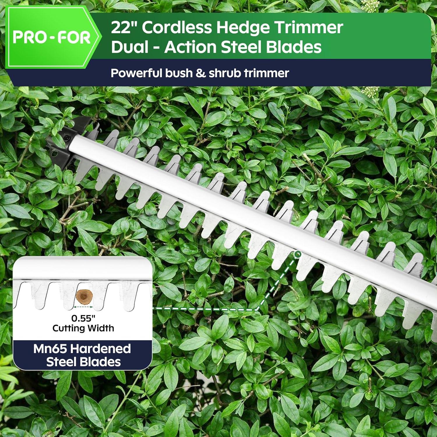 Cortadora de Setos Inalámbrica PRO-FOR 20V 22" Doble Acción