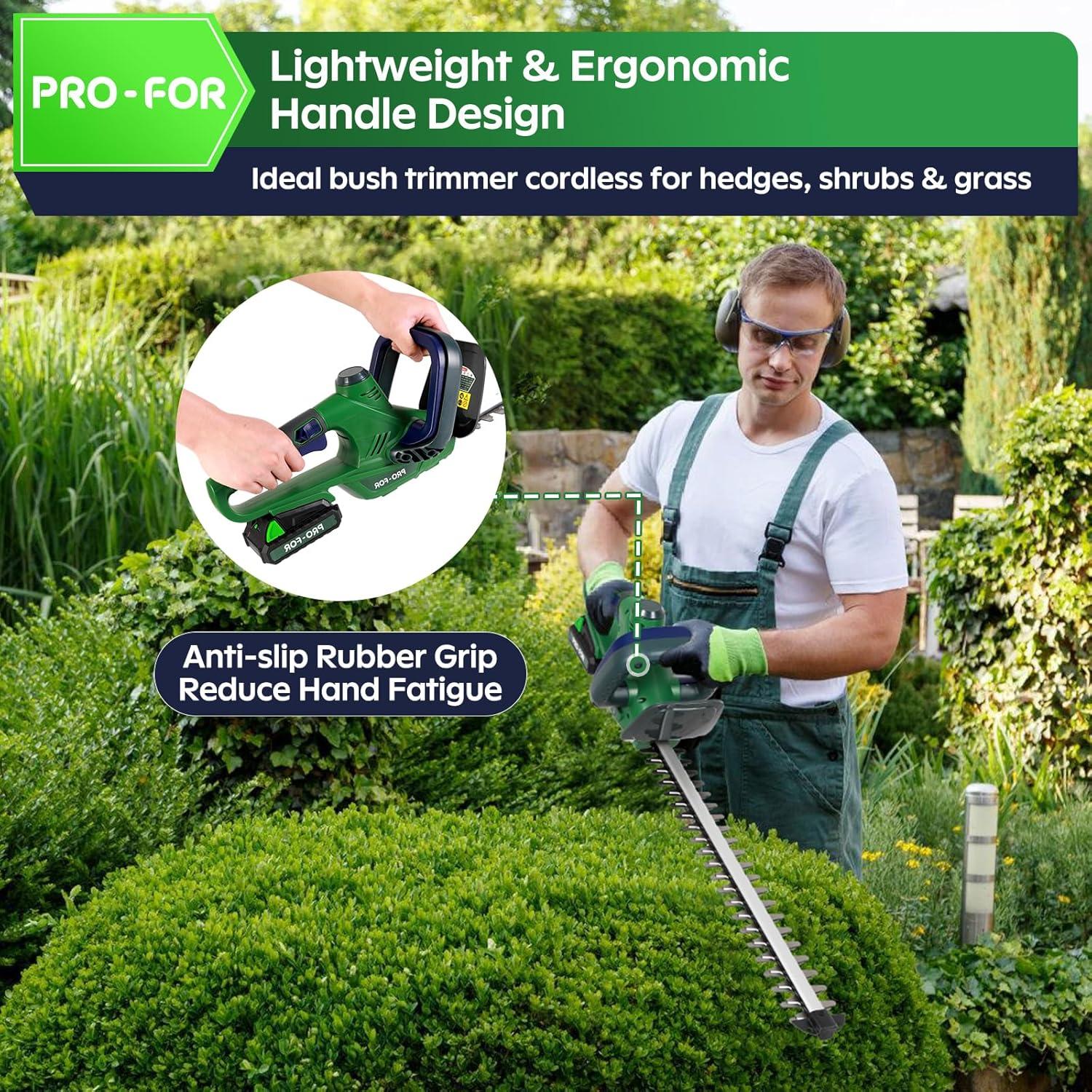 Cortadora de Setos Inalámbrica PRO-FOR 20V 22" Doble Acción