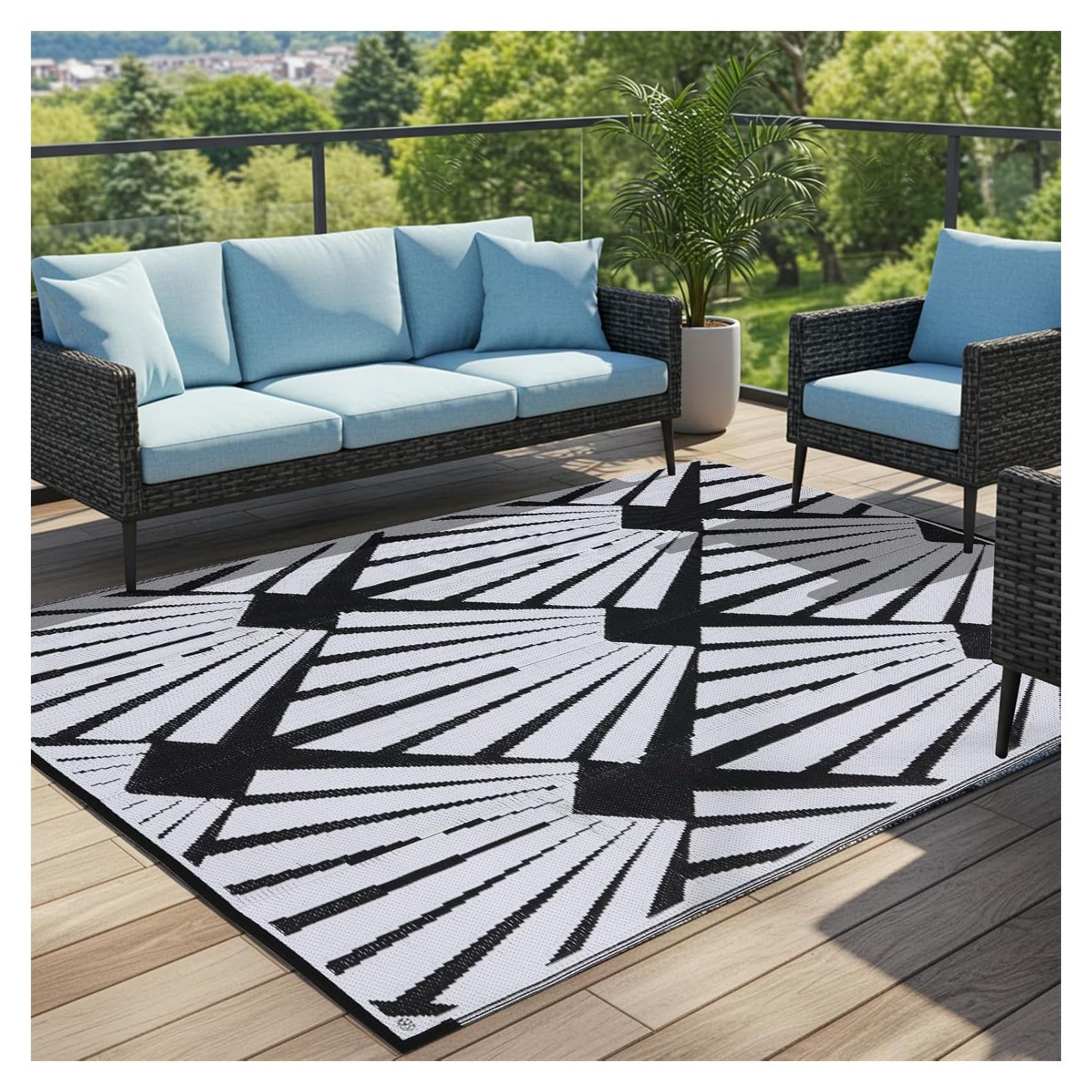 Alfombra Reversible BUPPLEE 5x8 ft (1.52x2.44 m) Exterior UV