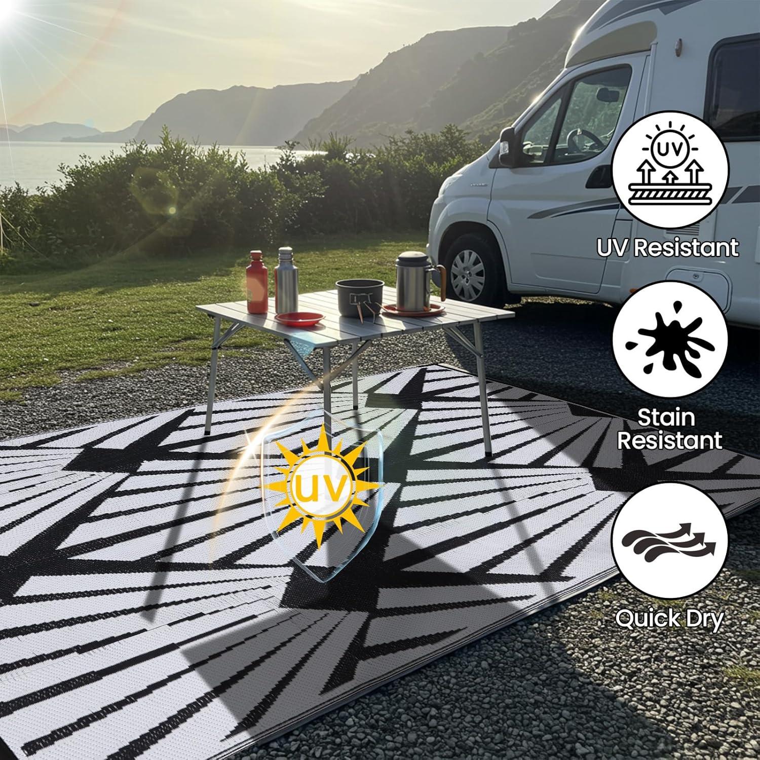 Alfombra Reversible BUPPLEE 5x8 ft (1.52x2.44 m) Exterior UV
