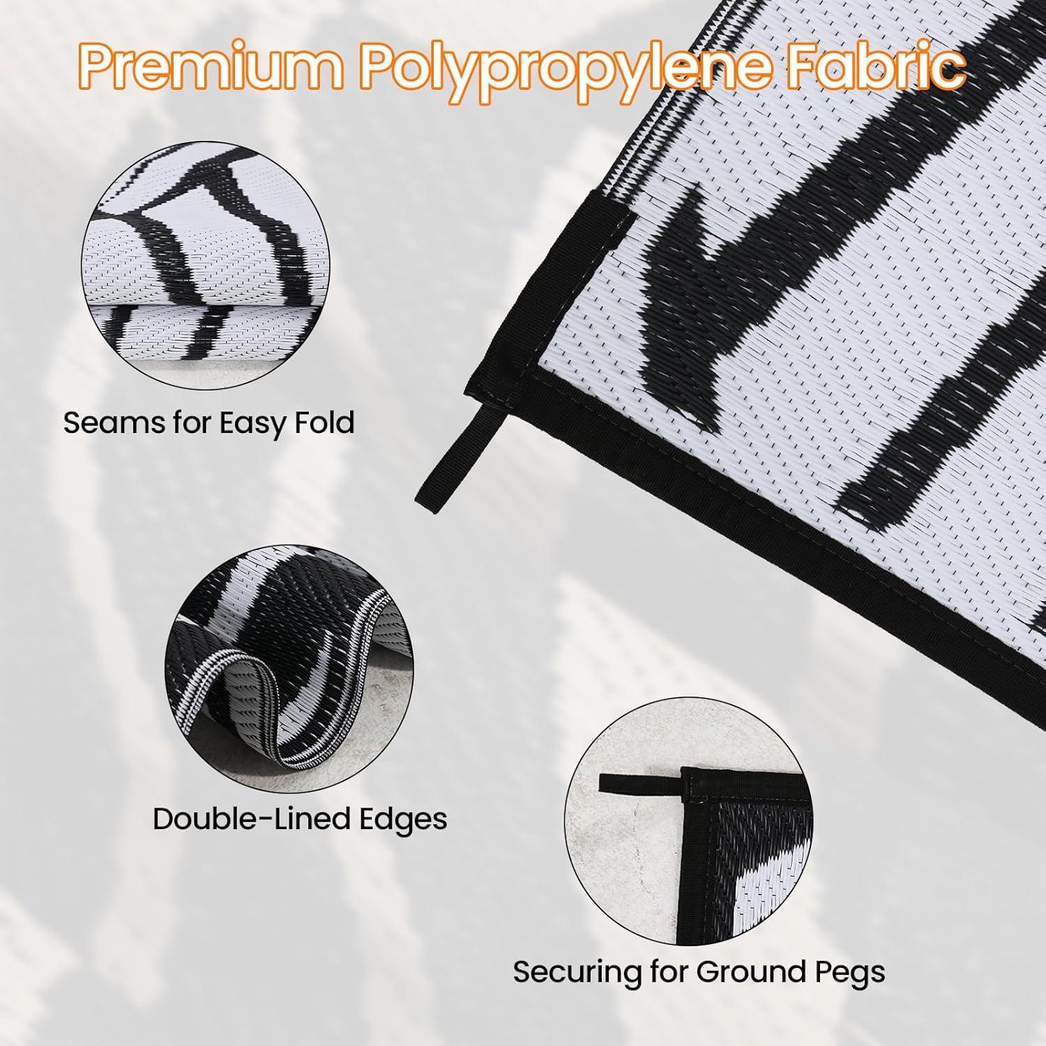 Alfombra Reversible BUPPLEE 5x8 ft (1.52x2.44 m) Exterior UV