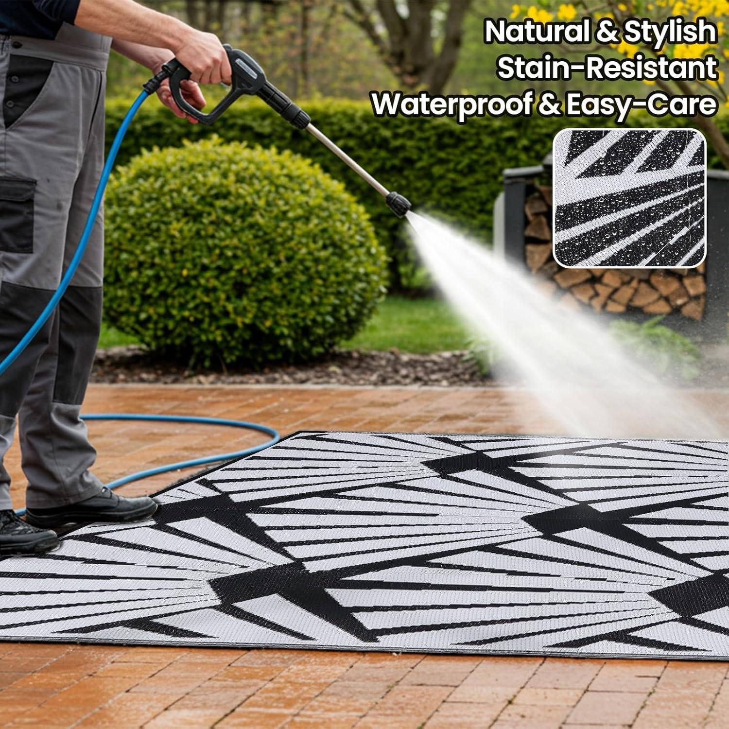 Alfombra Reversible BUPPLEE 5x8 ft (1.52x2.44 m) Exterior UV